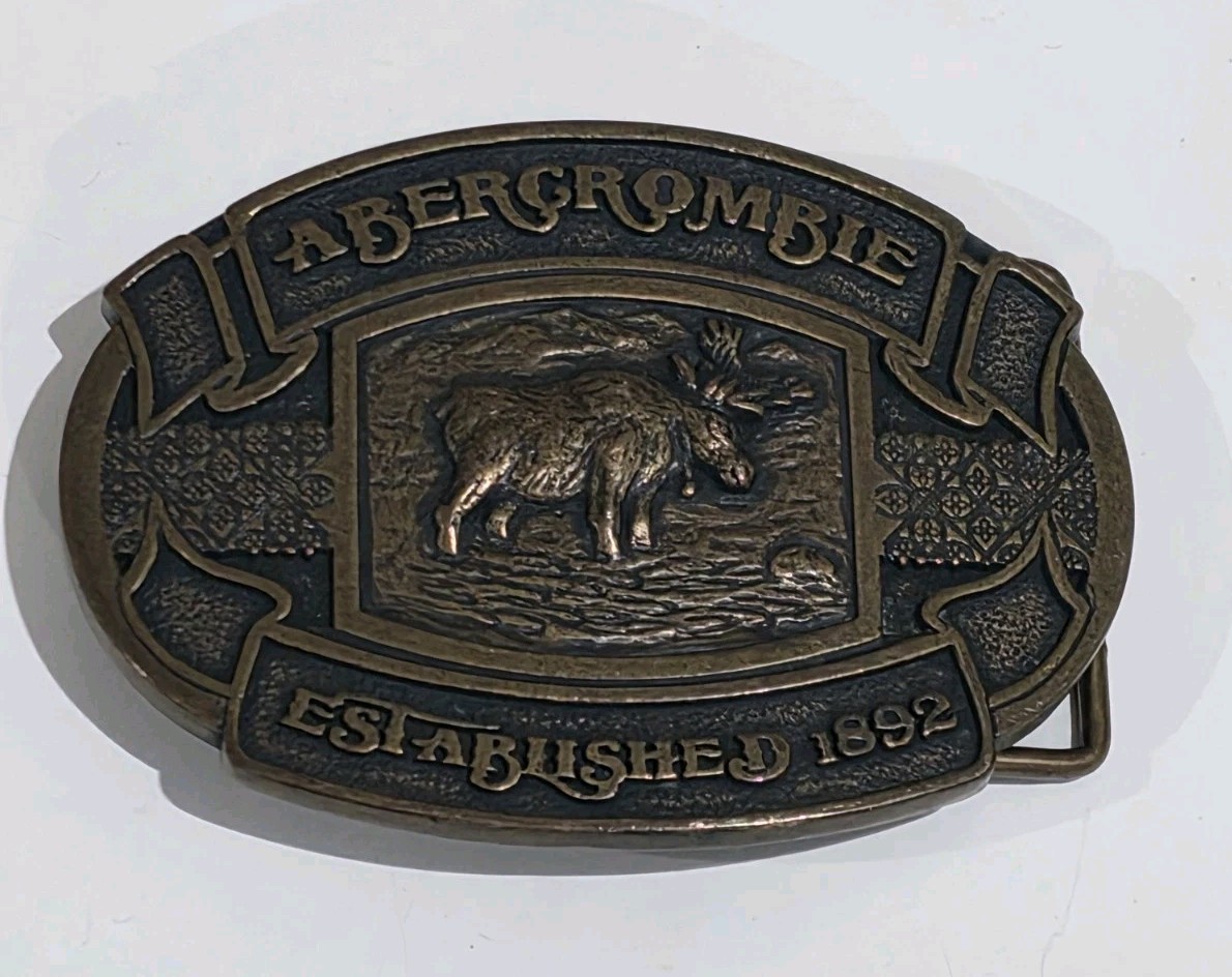 Brass Abercrombie & Fitch Moose Theodore Roosevelt Washington DC Belt Buckle