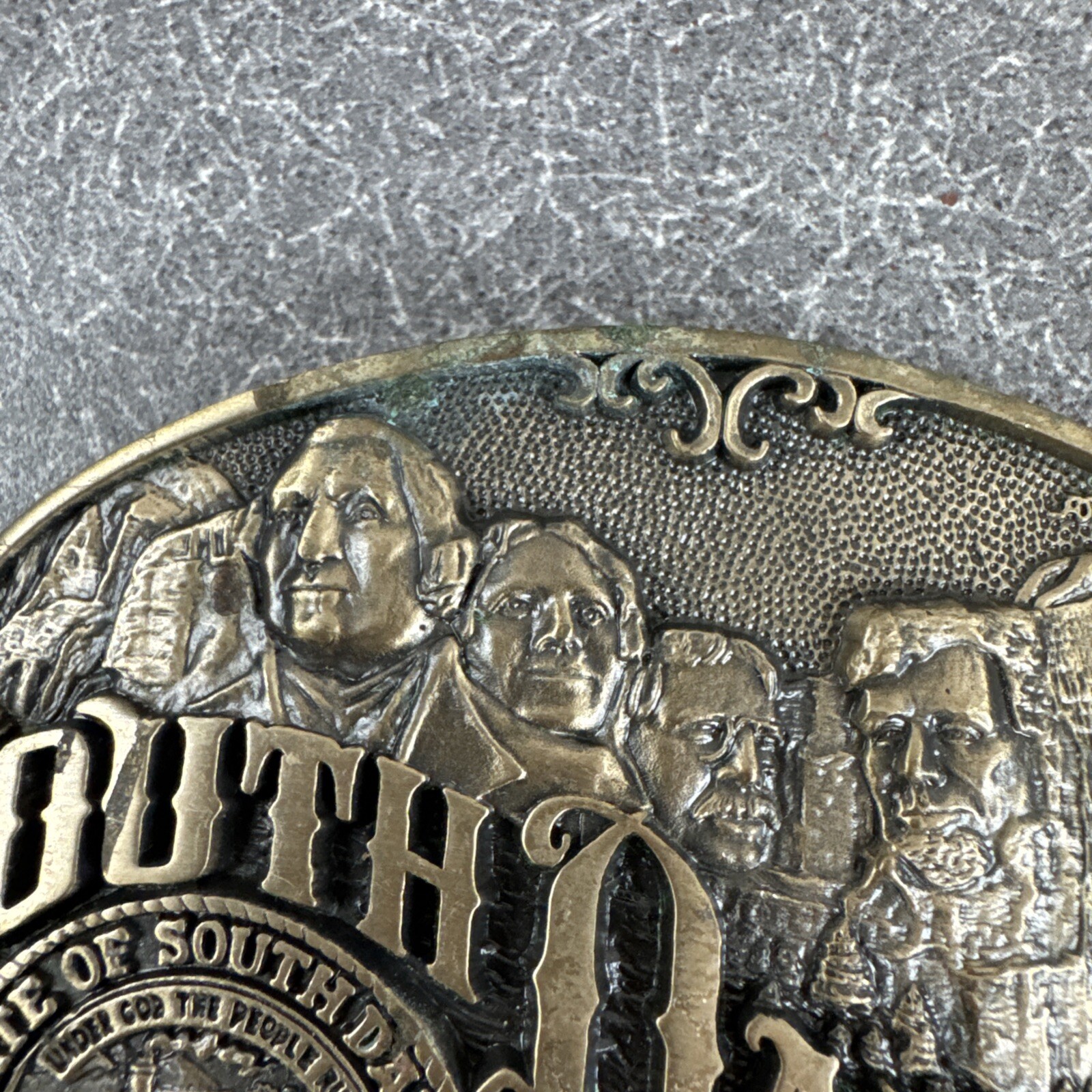 VTG State Of South Dakota Brass Belt Buckle By Award Designs Medals Inc