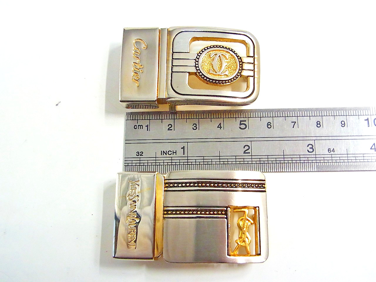 Vintage Cartier 2C & Yves Saint Laurent YSL Men&rsquo;s Unisex Clothing Belt Buckle 2p