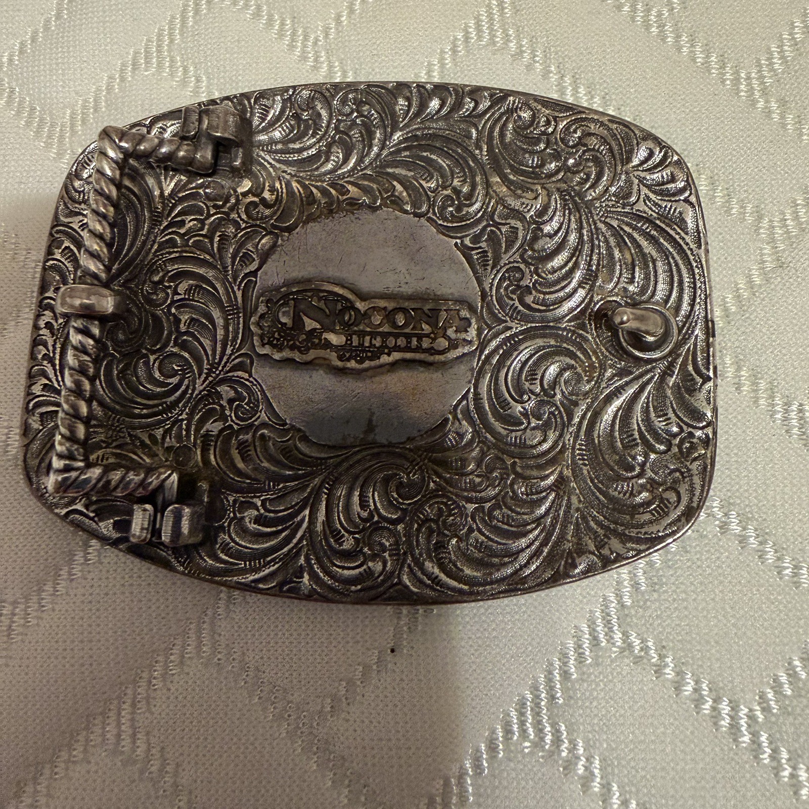 Nocona Longhorn Belt Buckle Silver And Gold Tones