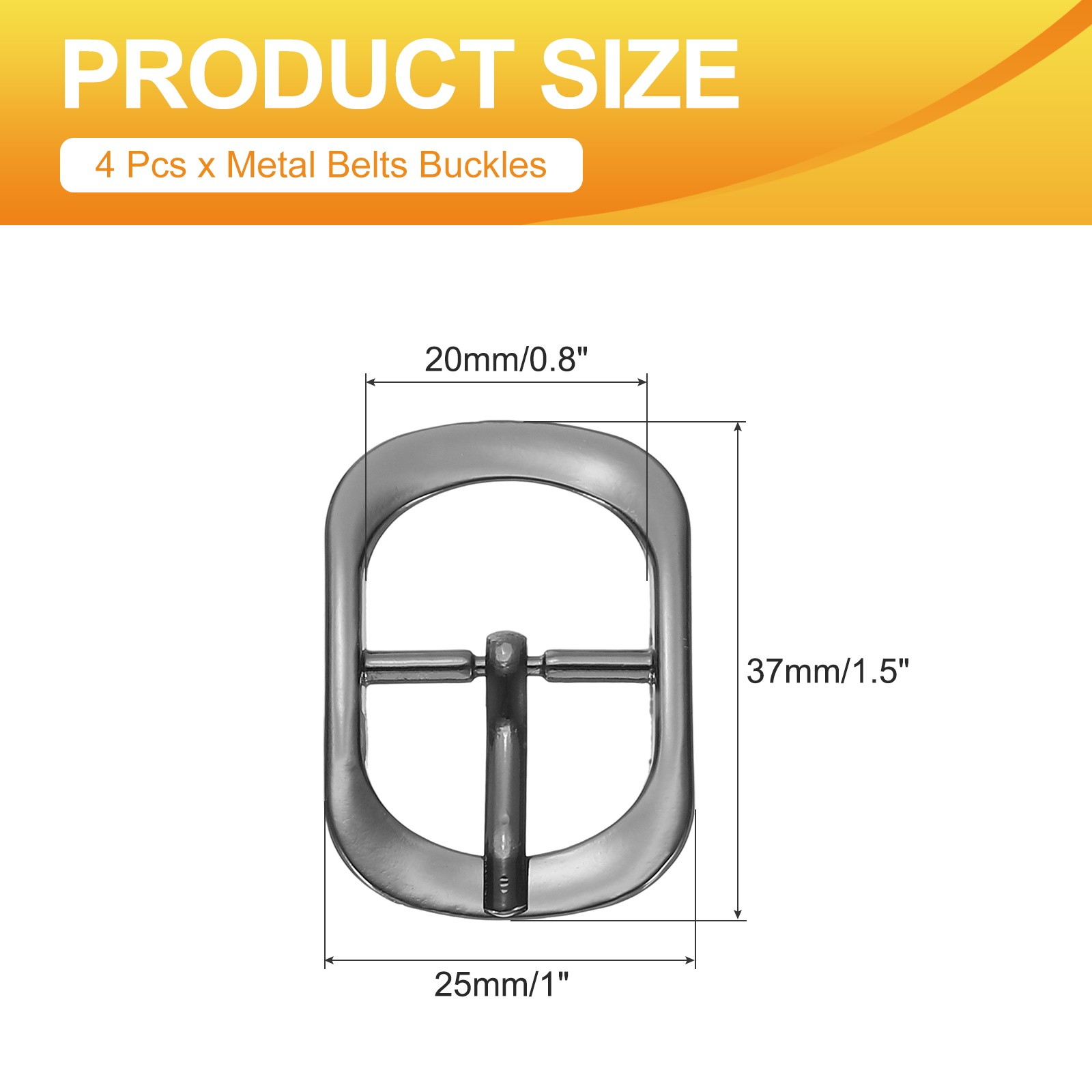4 Pcs 0.8 Inch Single Prong Buckle Oval Center Bar Buckle, Black