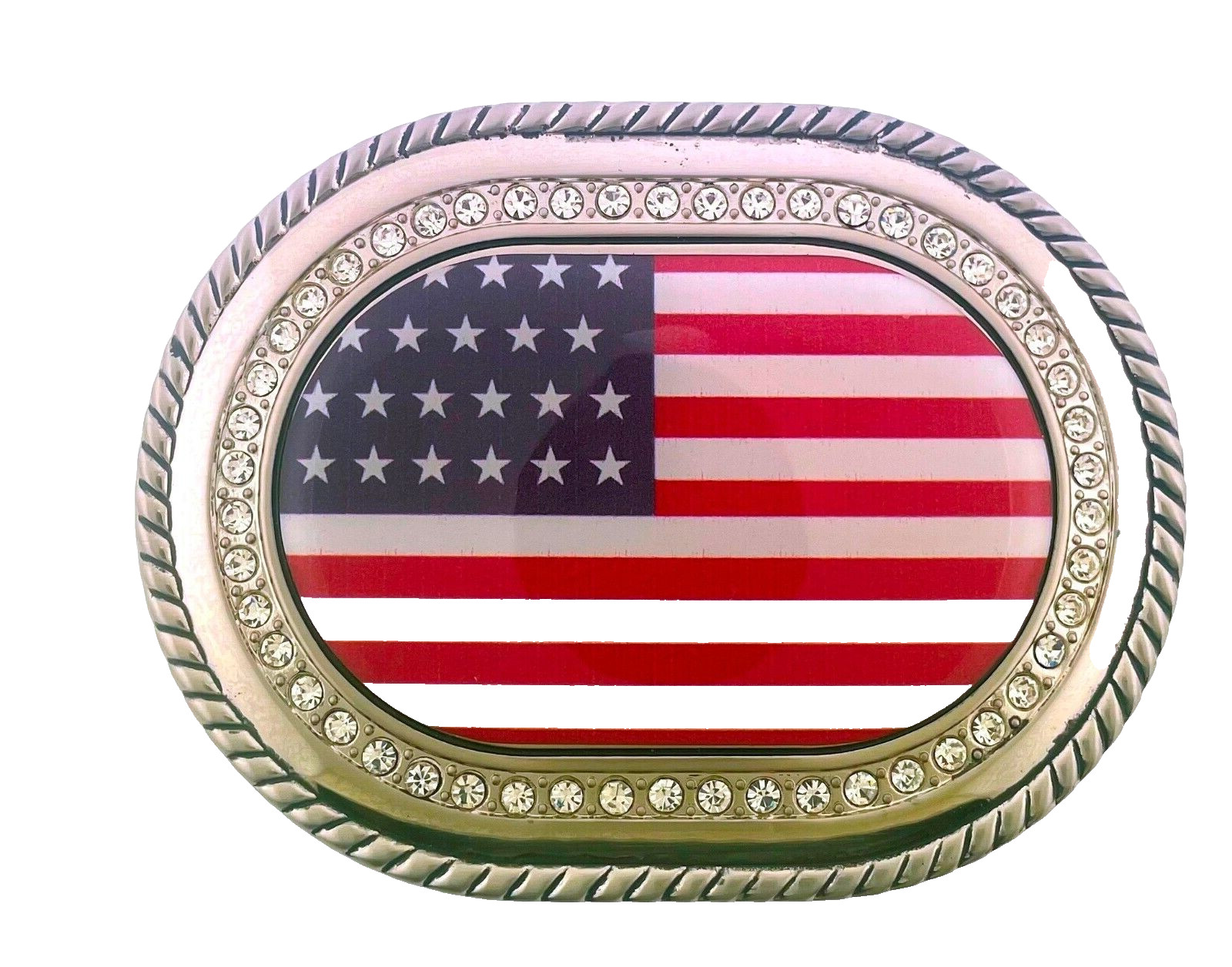 New Men Women US Flag United State America Country Belt Buckle Silver Metal ICED