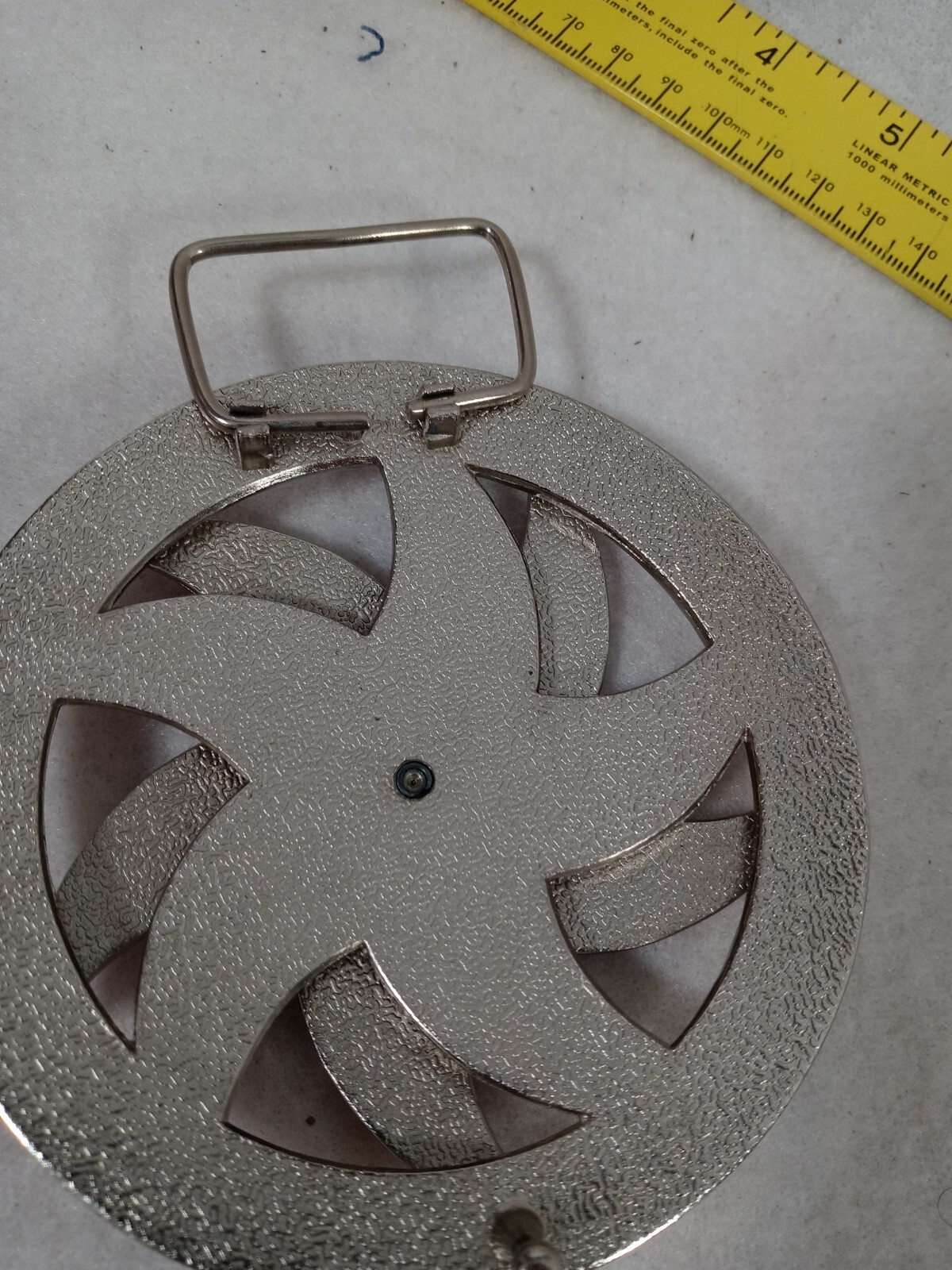 Fashion 4 1/2&Prime; American Flag Belt Buckle Silver Toned Round Shape Spinner star