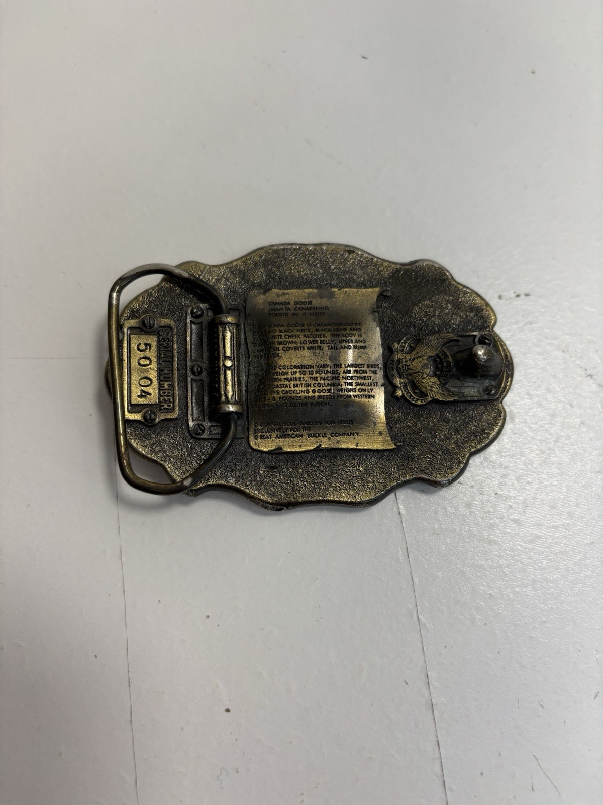Vintage Canadian Goose  » Great American  » Brass/Fabric Belt Buckle # 5004