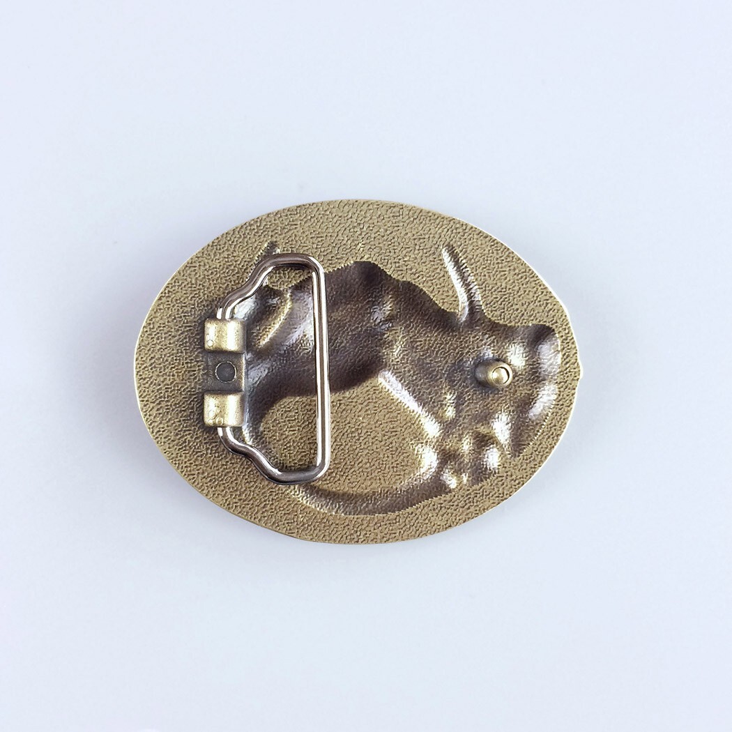 Vintage Bronze Plated Western Horse Horseshoe Oval Belt Buckle
