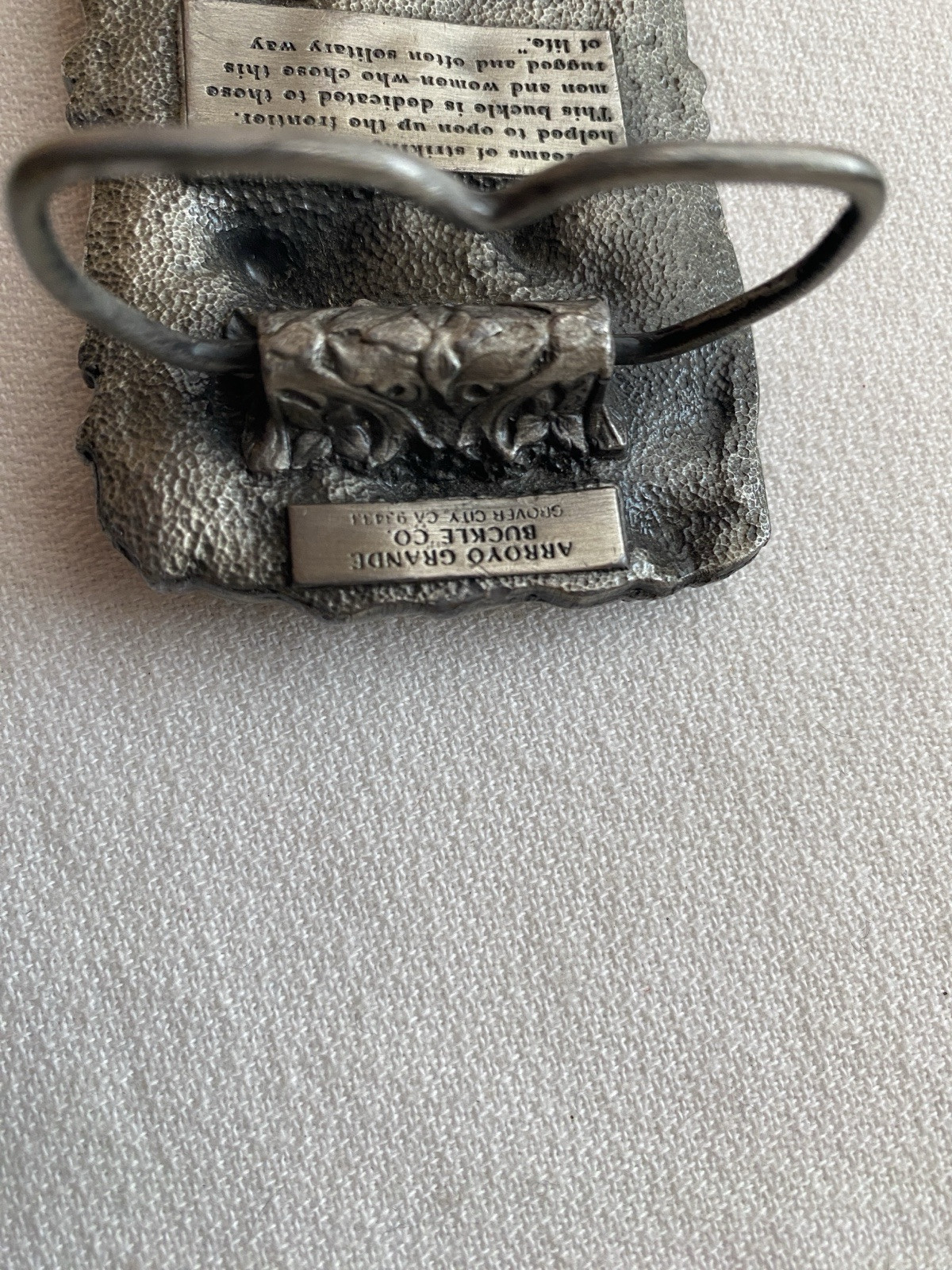 1981 Siskiyou Buckle & Arroyo Grande Gold Miner Panning Mule Belt Buckle Pewter