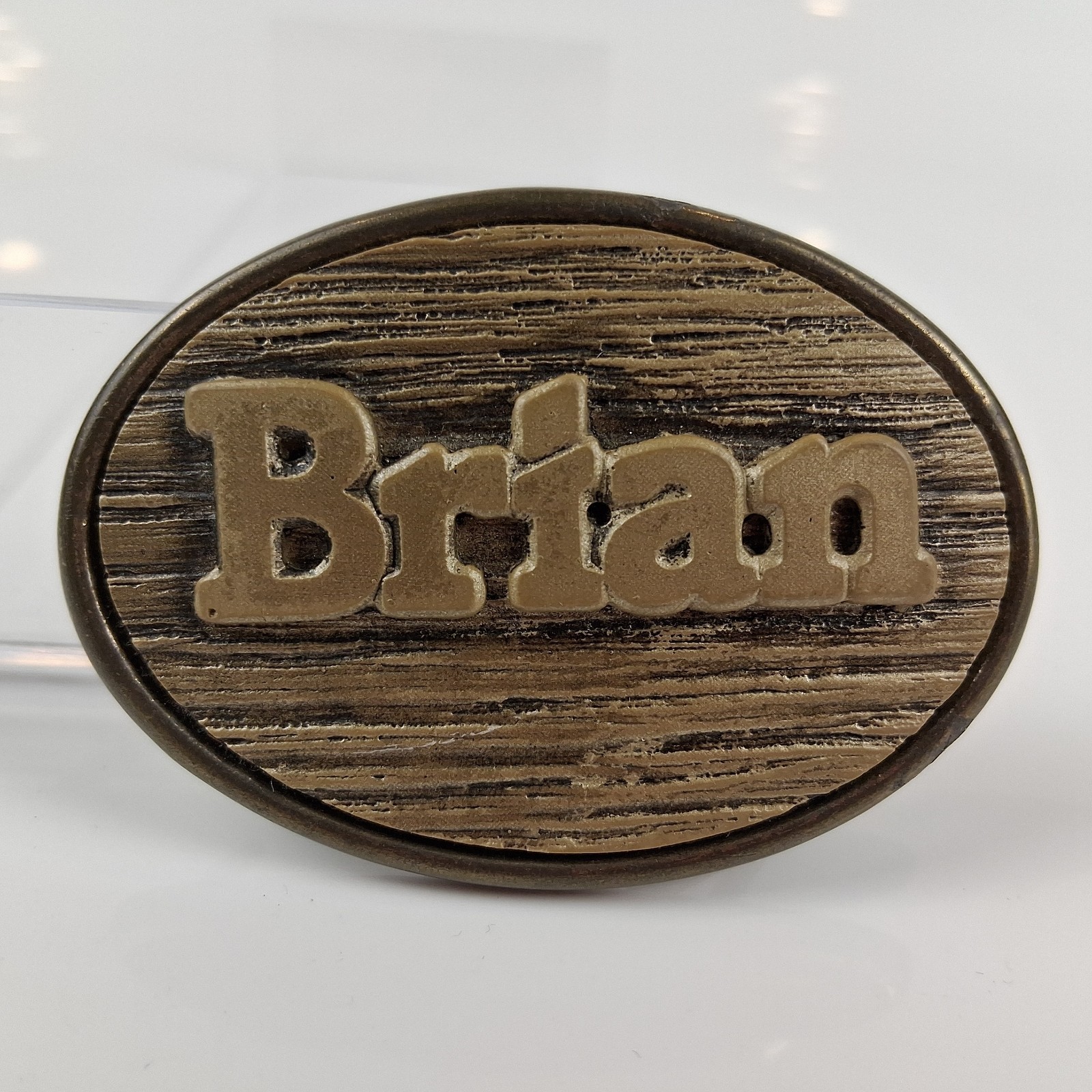 Vintage Oden ~ Brass Tone « Brian » Personalized Belt Buckle – Oval Retro Style