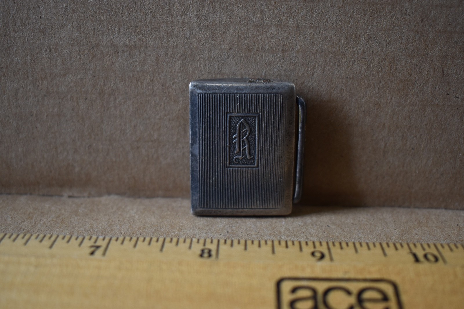 Antique Hickok Sterling Silver Belt Buckle Monogrammed « R » Used Ready 2 Wear #3