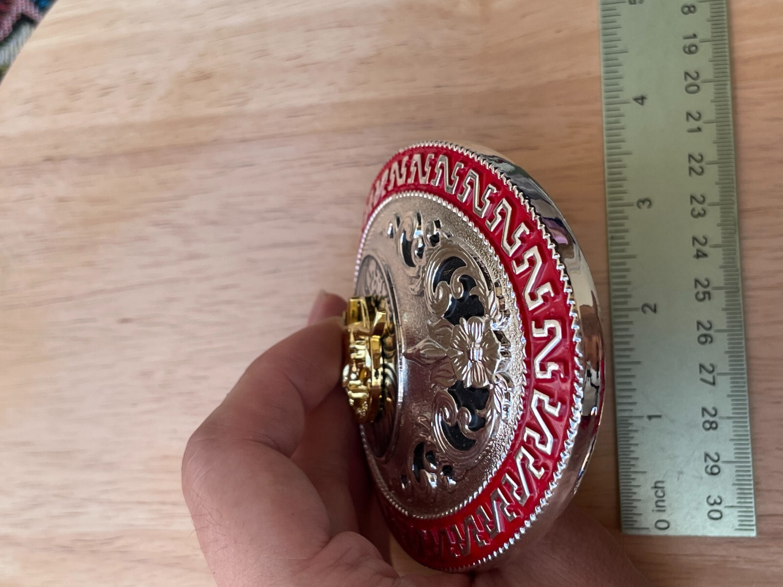 Western Buckle Gold Silver Red Longhorn Horseshoe Rodeo Bull Cowboy Fit 2 »