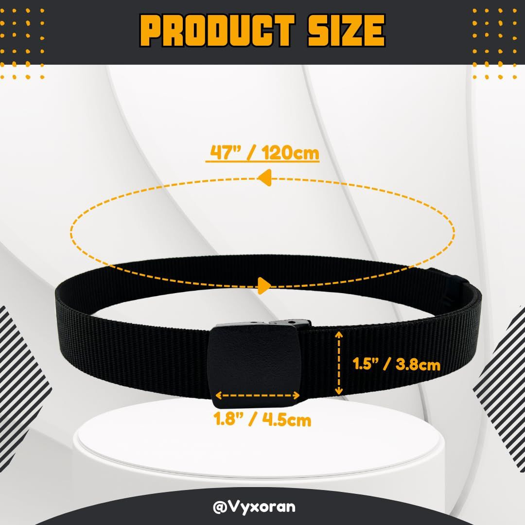 Vyxoran Nylon Belts for Men Military Tactical Slide Plastic 120cm, Black