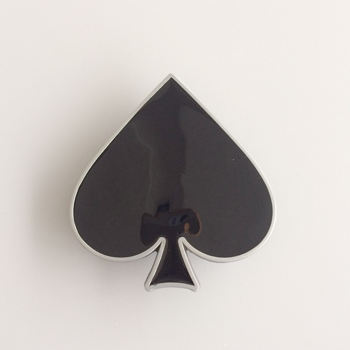 Antique Silver Black Enamel Pear Shape Belt Buckle
