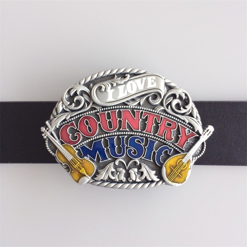 Vintage Style Enamel Western Country Music Belt Buckle