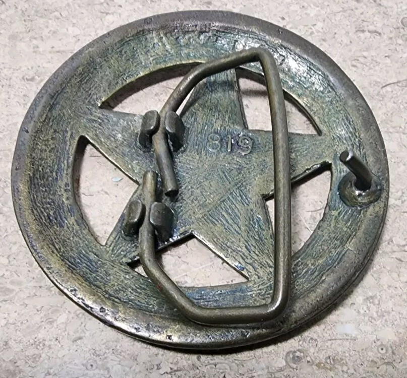 Vintage Brass Deputy US Marshall Round Star Belt Buckle Western Rustic Cowboy