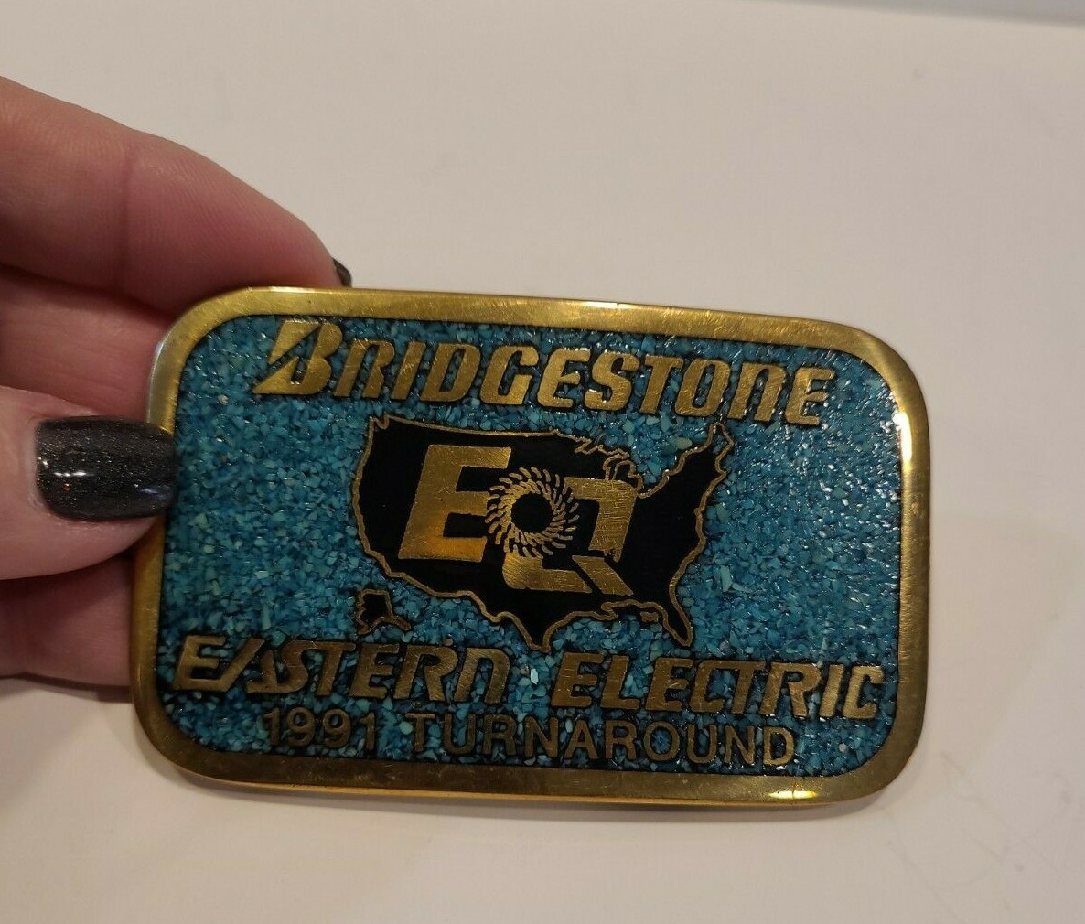 Bridgestone DynaBuckle Eastern Electric 1991 Turnaround Heavy Metal Belt Buckle