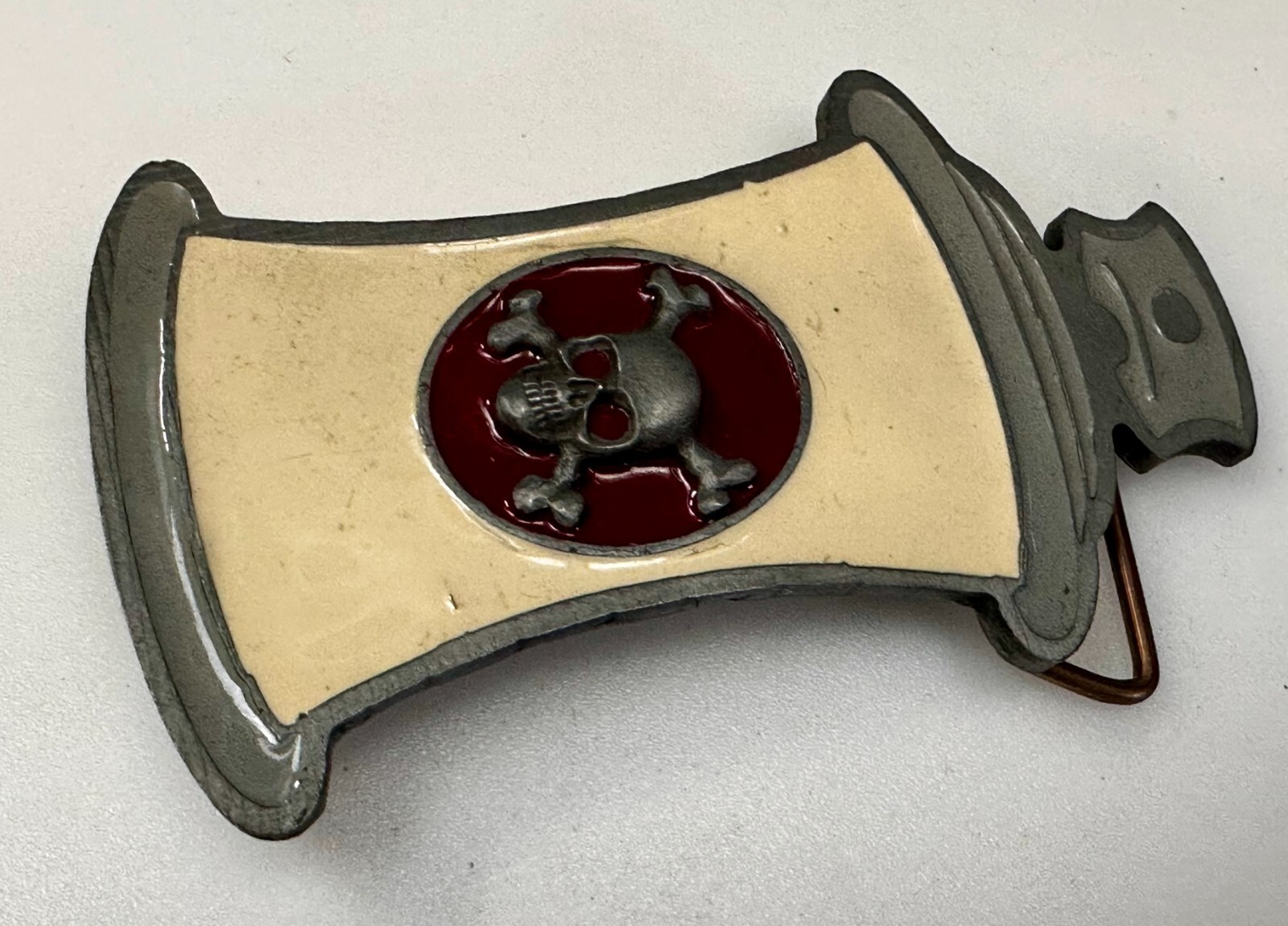 Poison – Skull Crossbones Enameled Figural Bottle Belt Buckle