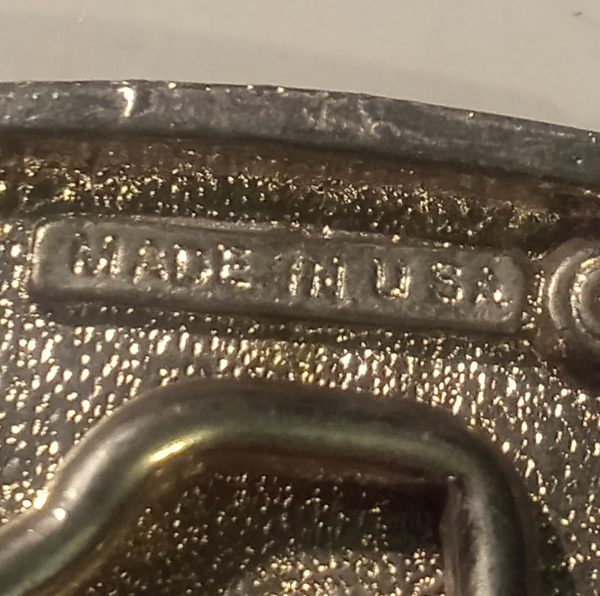 DJ Turn Tables Spinning Belt Buckle Silver Star Originator Vintage Made in USA