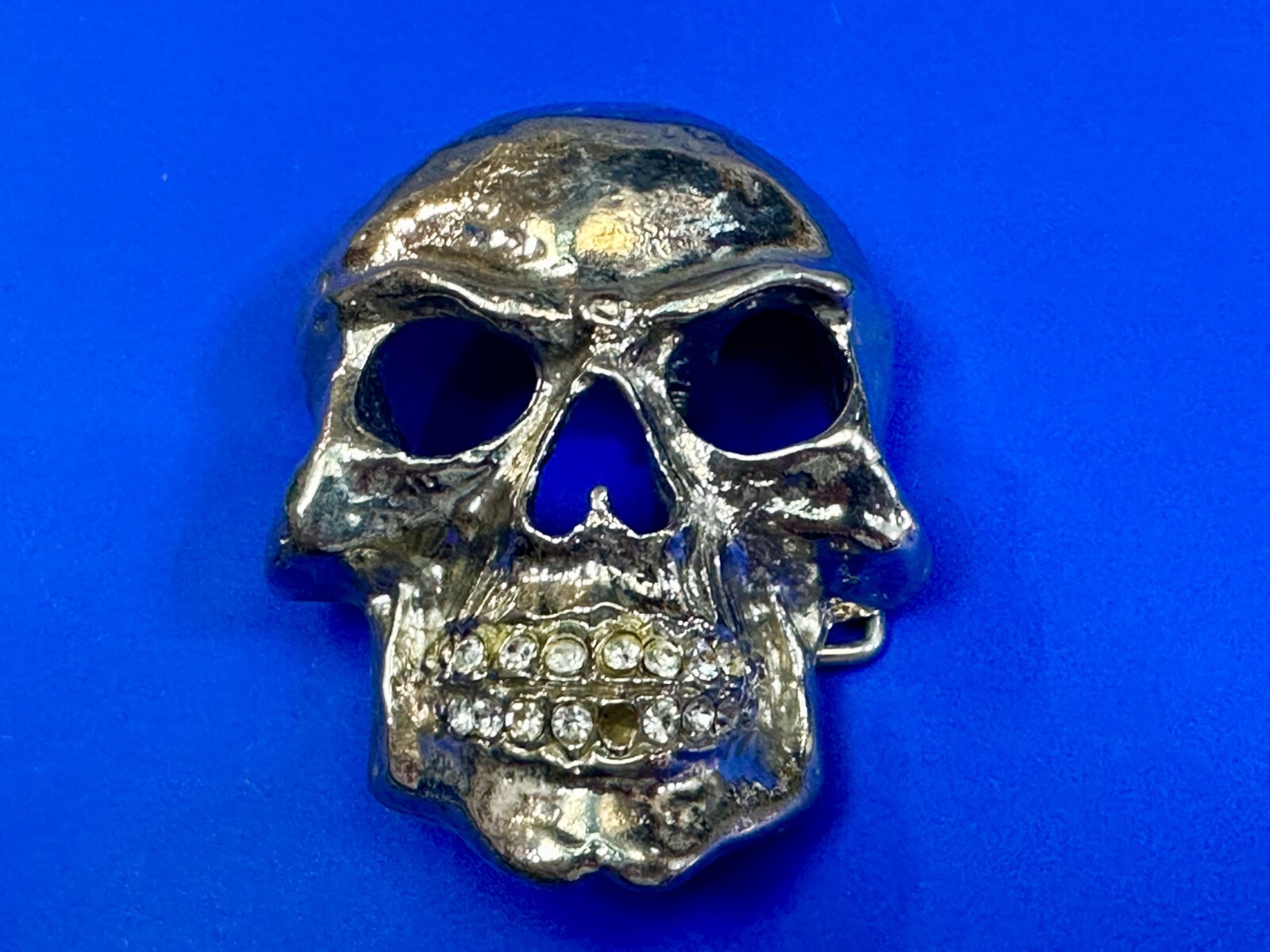 Skull Head with Rhinestone Teeth Halloween Gothic Punk Belt Buckle by Rock Rebel