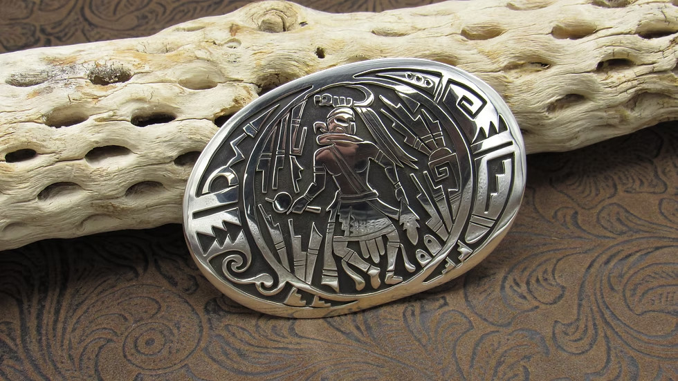 *Overlay Sterling Silver Dancer Belt Buckle