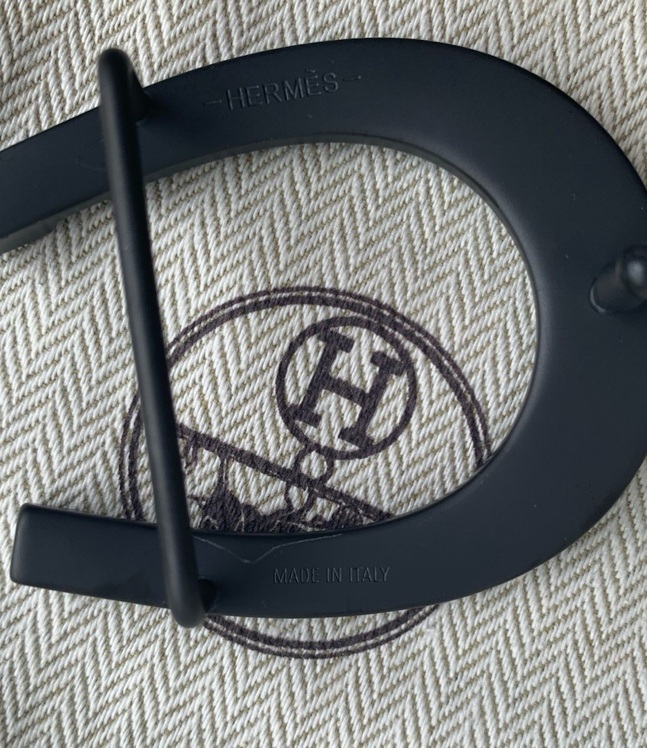 Hermes Buckle Waist Belt 38mm Plated Black Hermès Fer à Cheval horseshoe-shaped