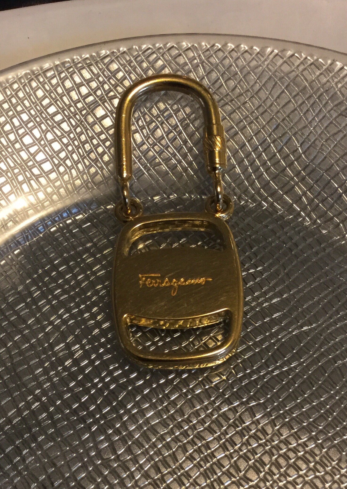 Authentic Salvatore Ferragamo Keychain Gold Tone. Made In Italy.
