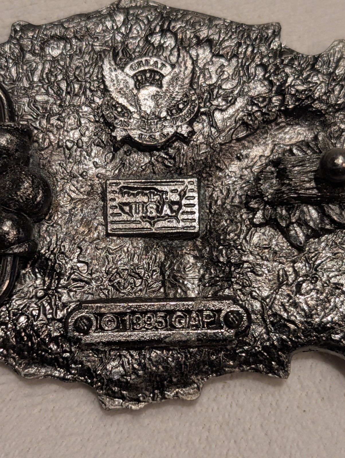 Vintage &rsquo;95 Solid Pewter Wild Ducks Great American Buckle Company Belt Buckle