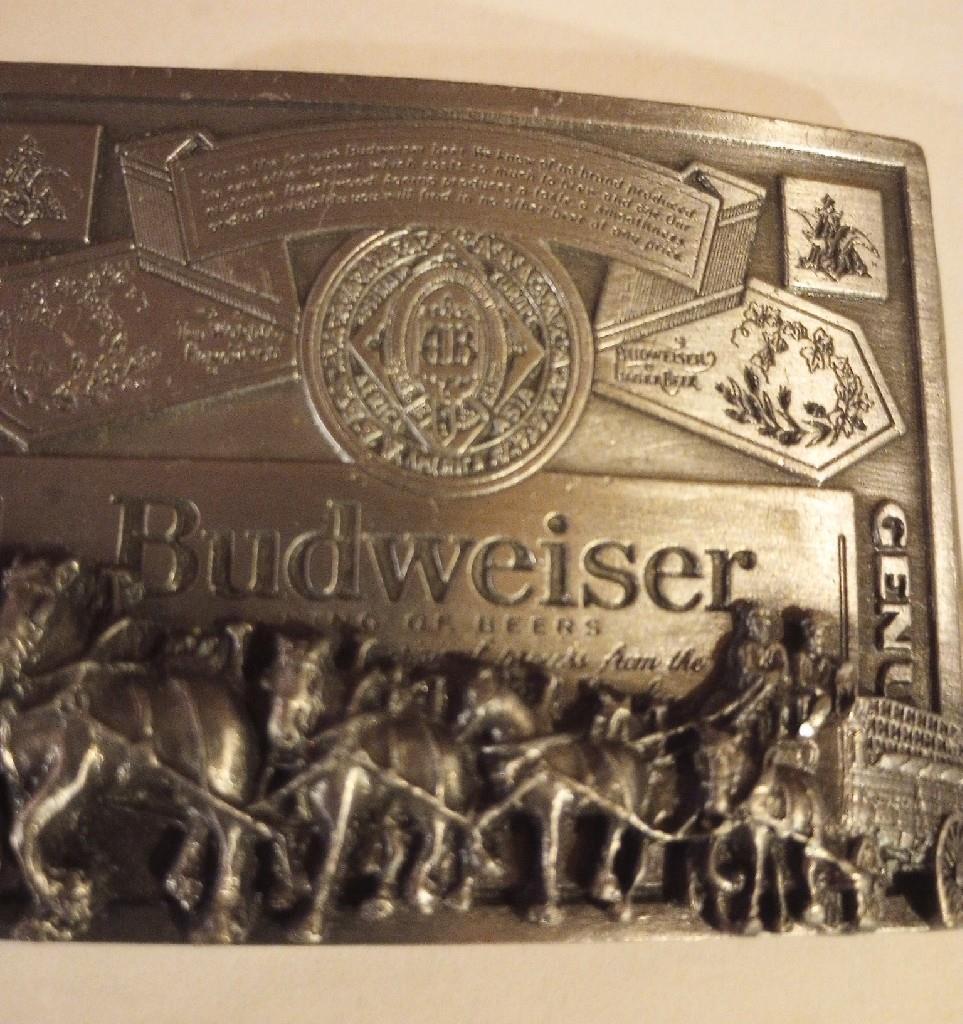 Pristine Vintage Bergamot Brass Works Budweiser Horse Belt Buckle Model T169