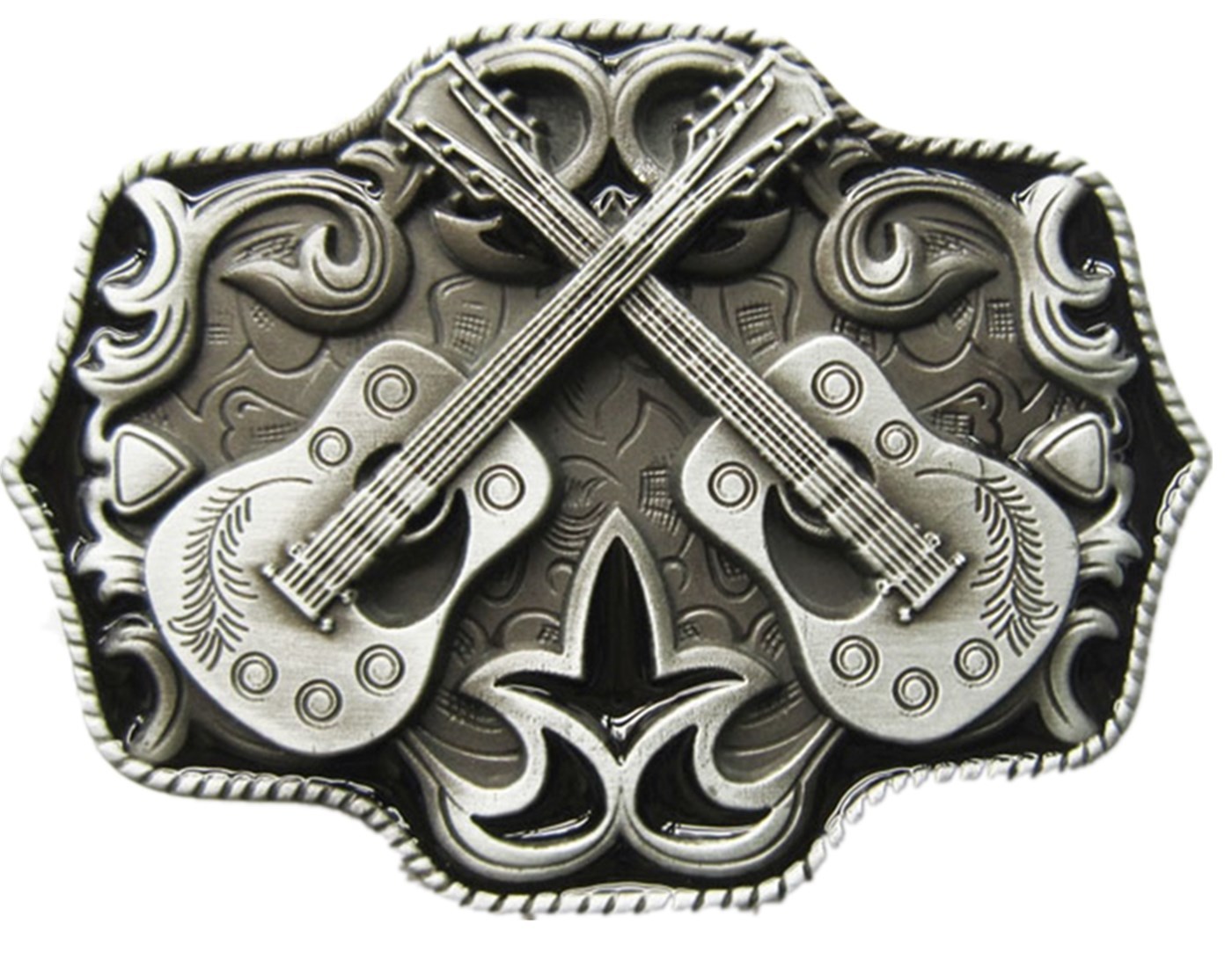 Men Belt Buckle Western Rope Cross Guitar Music Belt Buckle also Stock in US