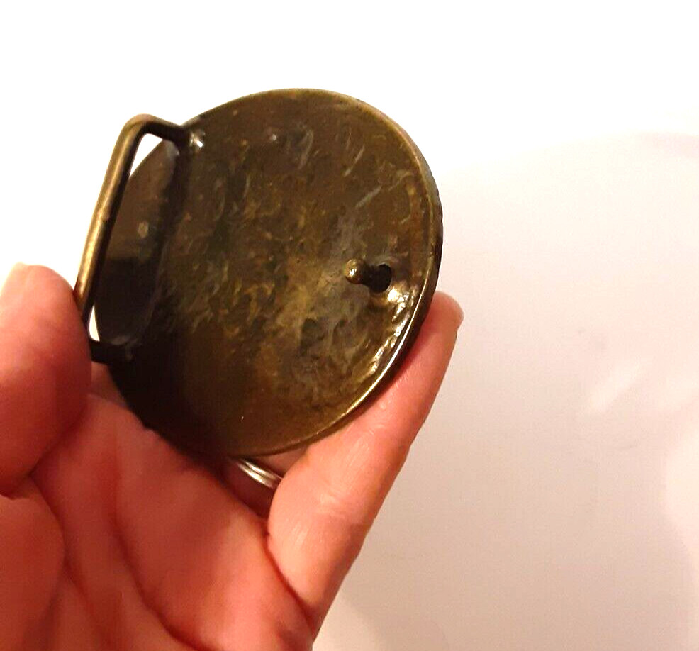 VTG Country Music Enamel Solid Brass Oval Belt Buckle Music