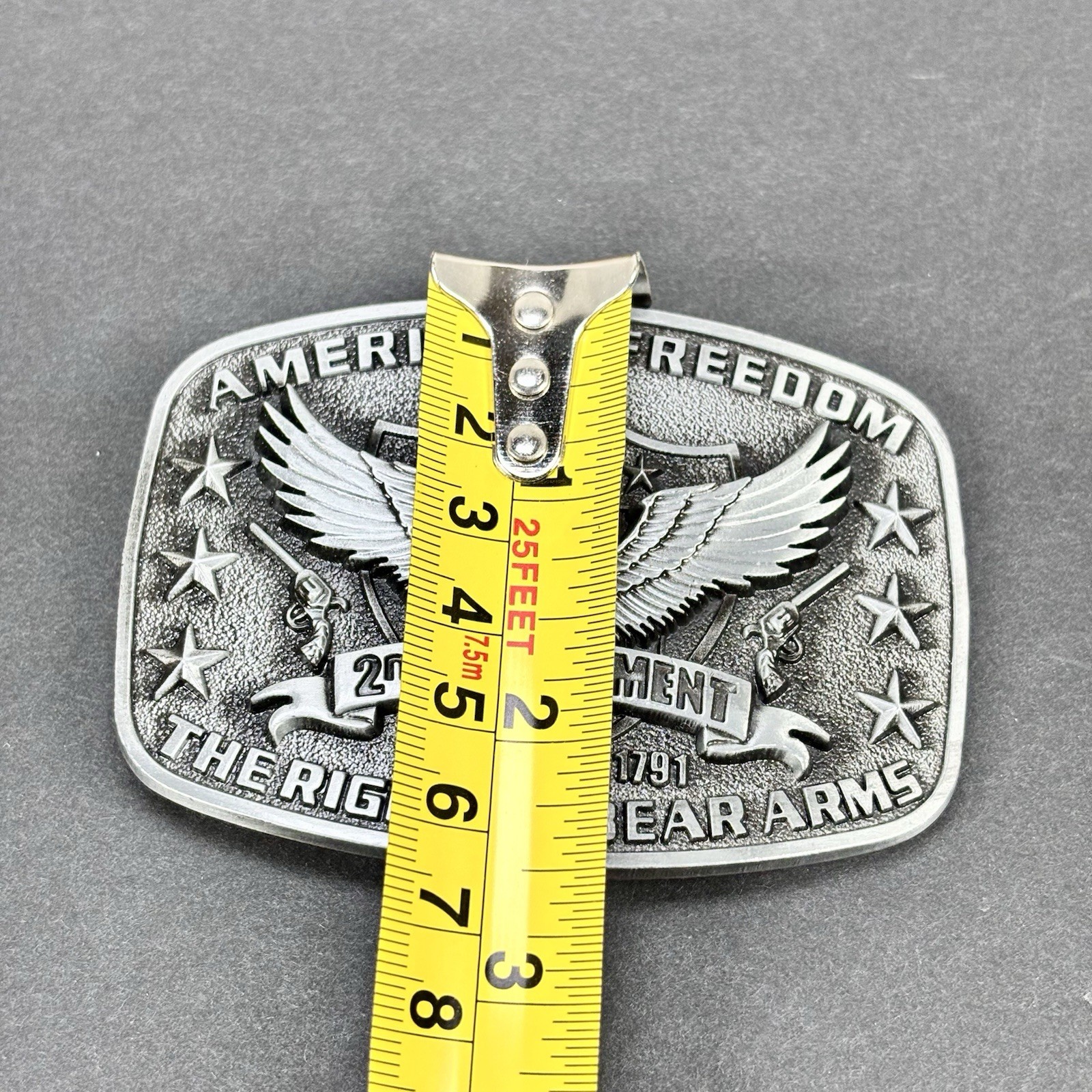 America Second Amendment Belt Buckle 2A, 2nd, Freedom, Guns Antique Silver Tone