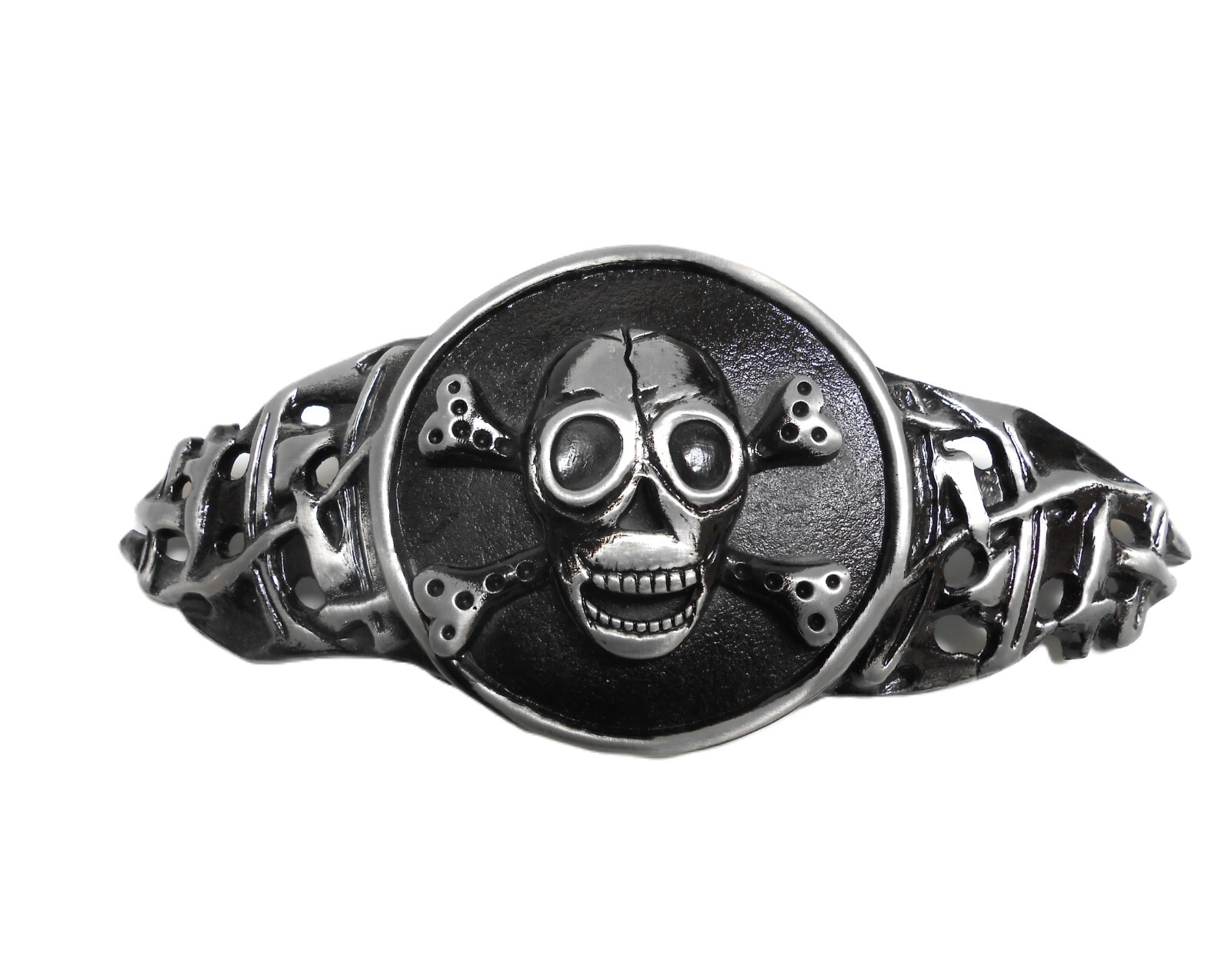 Skull Belt Buckle 6 inches Mens Womens Punk Biker Black Skelton Cross Bones