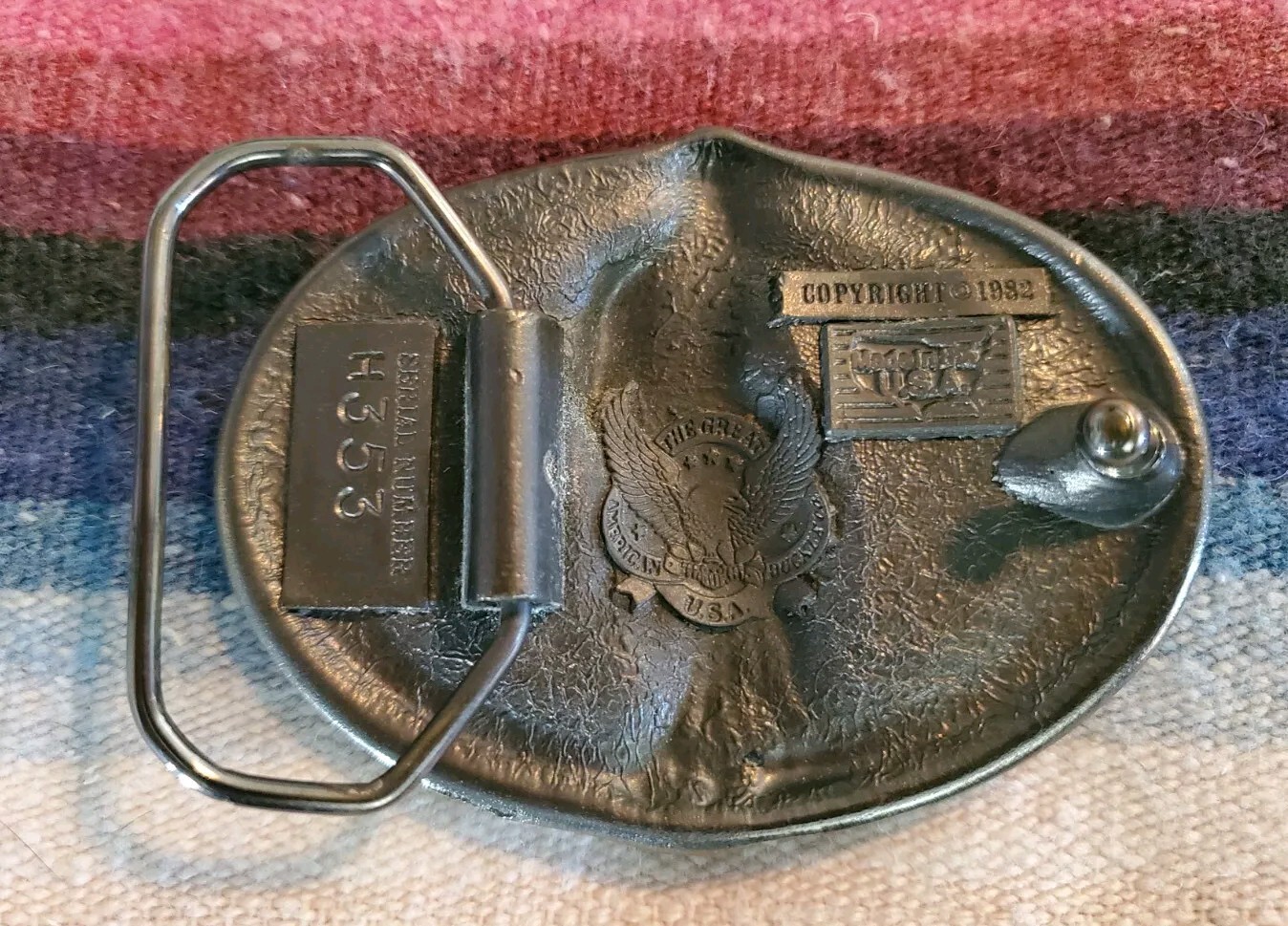 Vintage 1982 Native American/Indian on Horse Great American Belt Buckle Co #H353