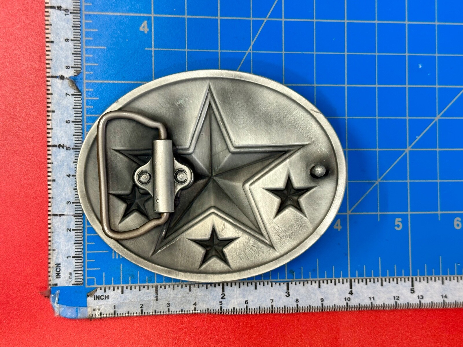 3D Nautical Celtic Star In Flames – Silver Tone Oval 4&Prime; Wide Vintage Belt Buckle