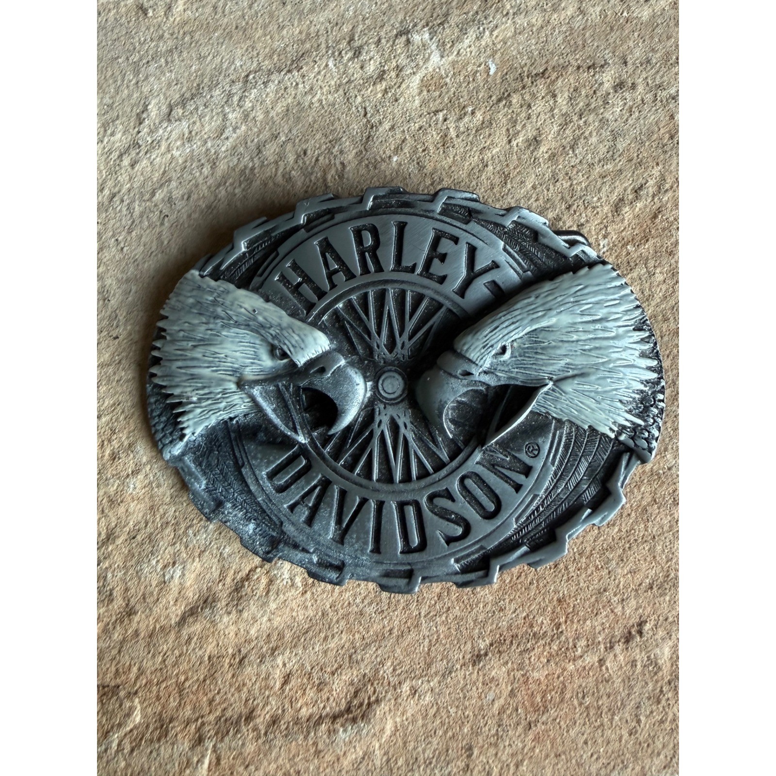 Vintage Harley Davidson Belt Buckle Raintree Dual Eagle HD Biker USA Made Pewter