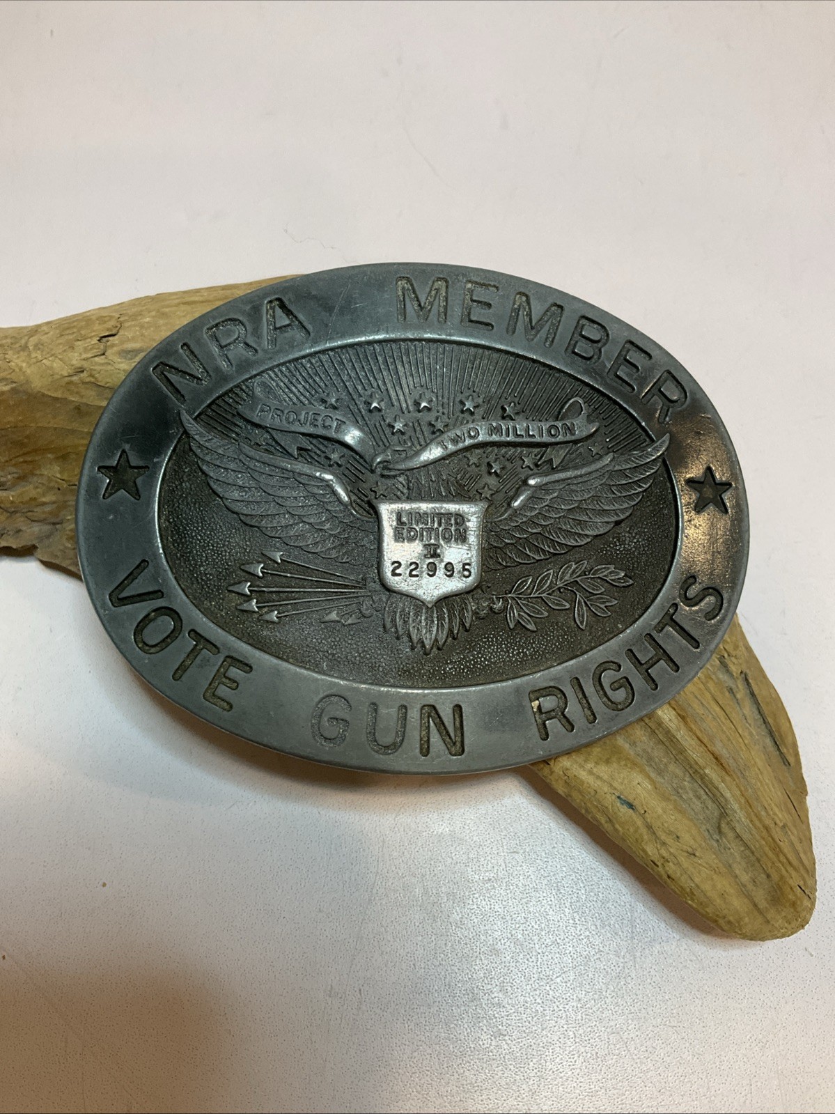Vintage NRA Member Pewter Belt Buckle Project Two Million Limited Edition II