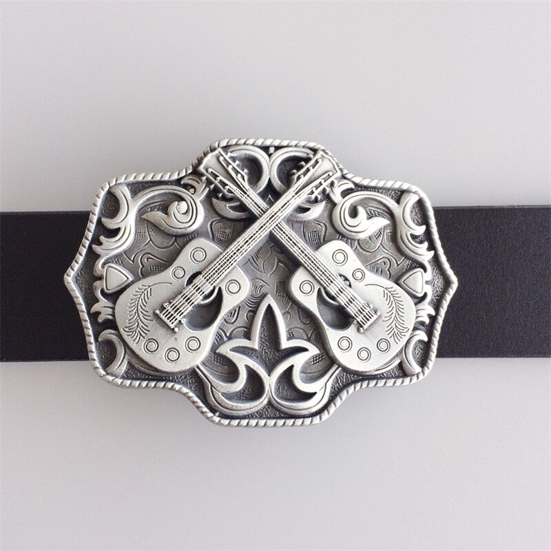 Antique Silver Western Country Cross Guitar Music Belt Buckle also Stock in US