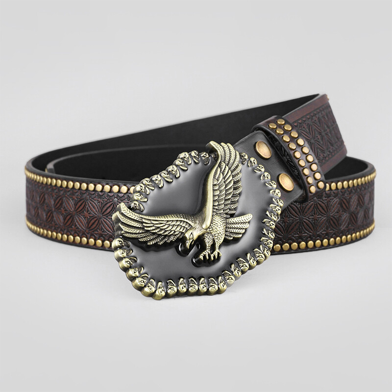 Floral Embossed Western Cowboy Leather Mens Belt Rodeo Mens Casual Leather Belt