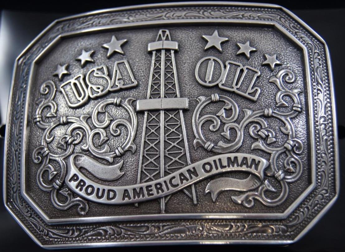 NOCONA « PROUD AMERICAN OILMAN » BELT BUCKLE USA OIL 37982