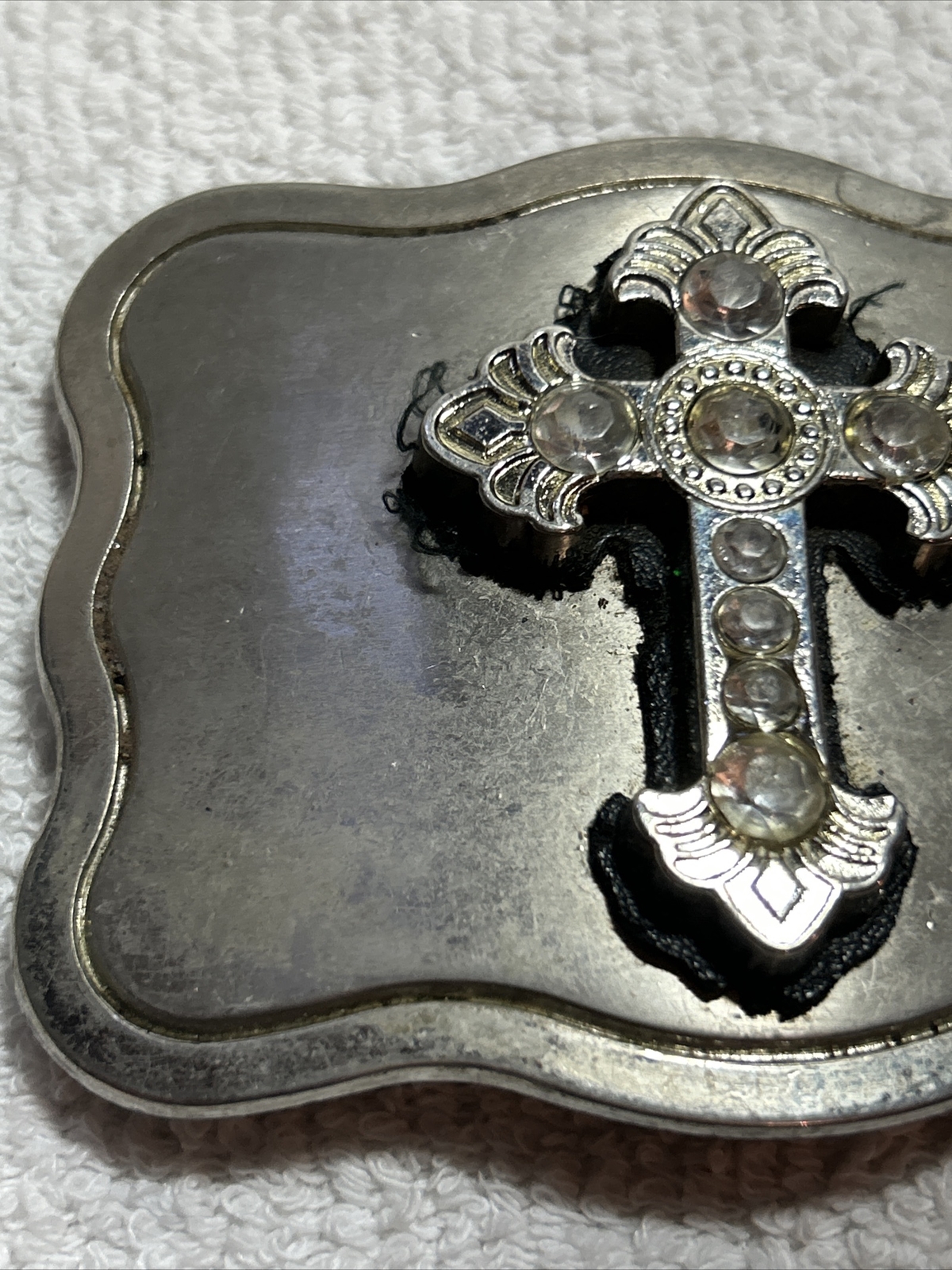 JK Trading Men&rsquo;s Silver Metal 3d Cross Antique Celtic Church Belt Buckle