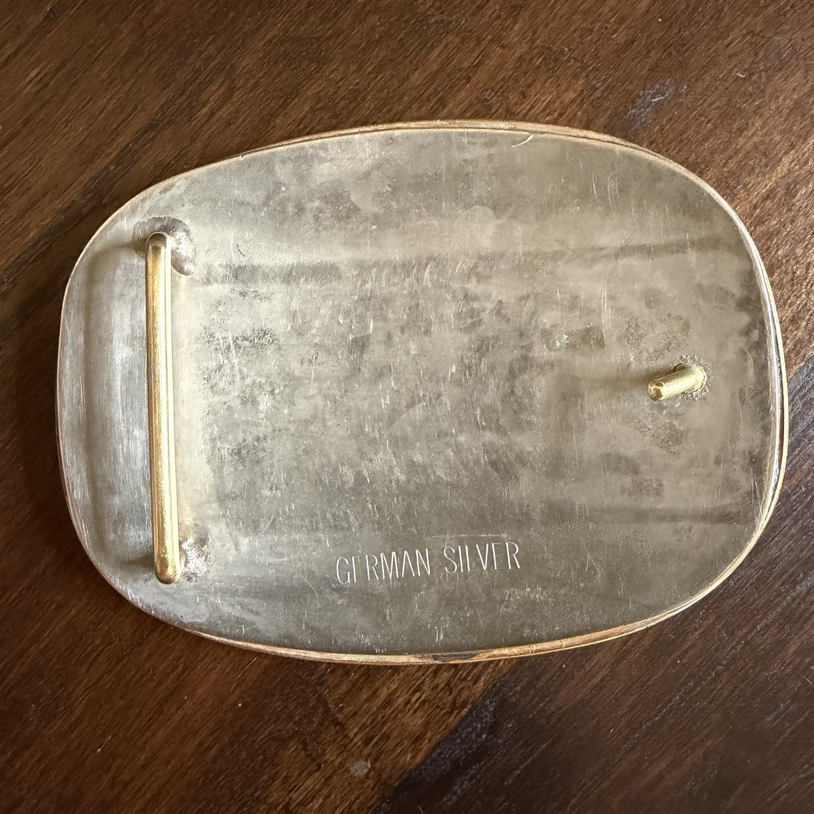 Vintage Western Cowboy Calf Roping Bull Rider Rodeo German Silver Belt Buckle