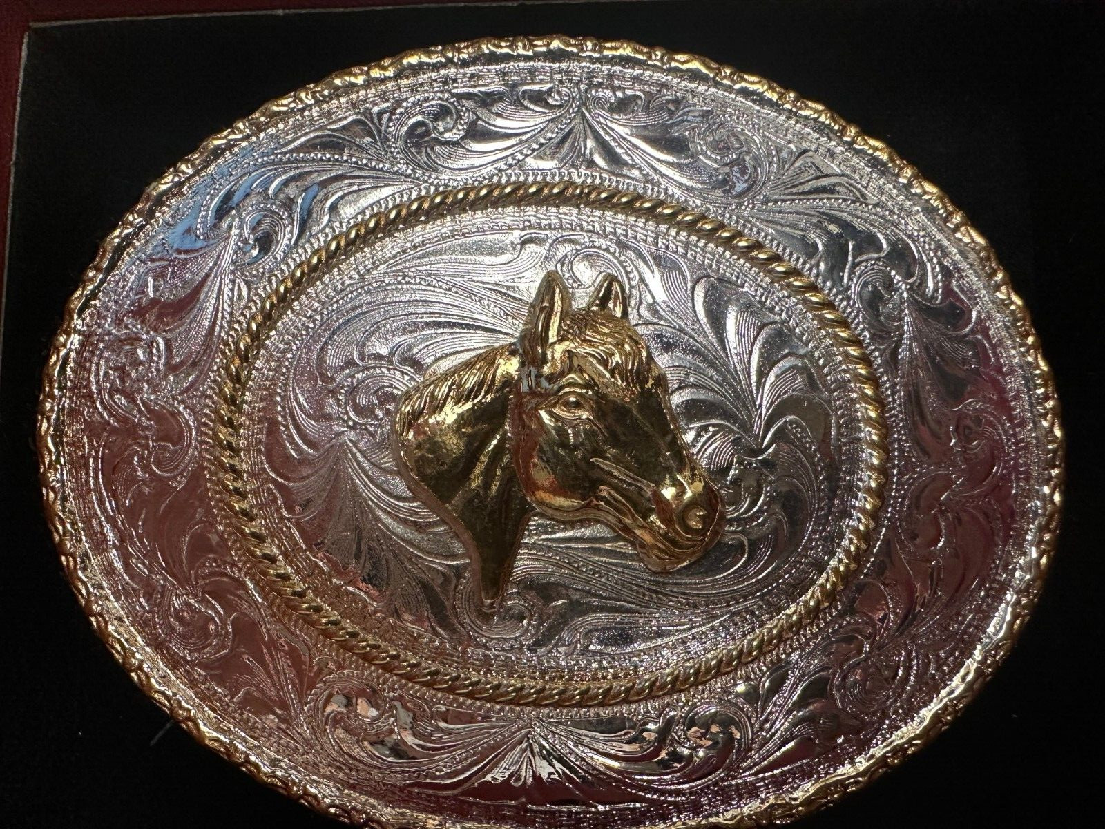 Western Belt Buckle, Justin Silver Trophy Belt Buckle, Motif: Horse Head
