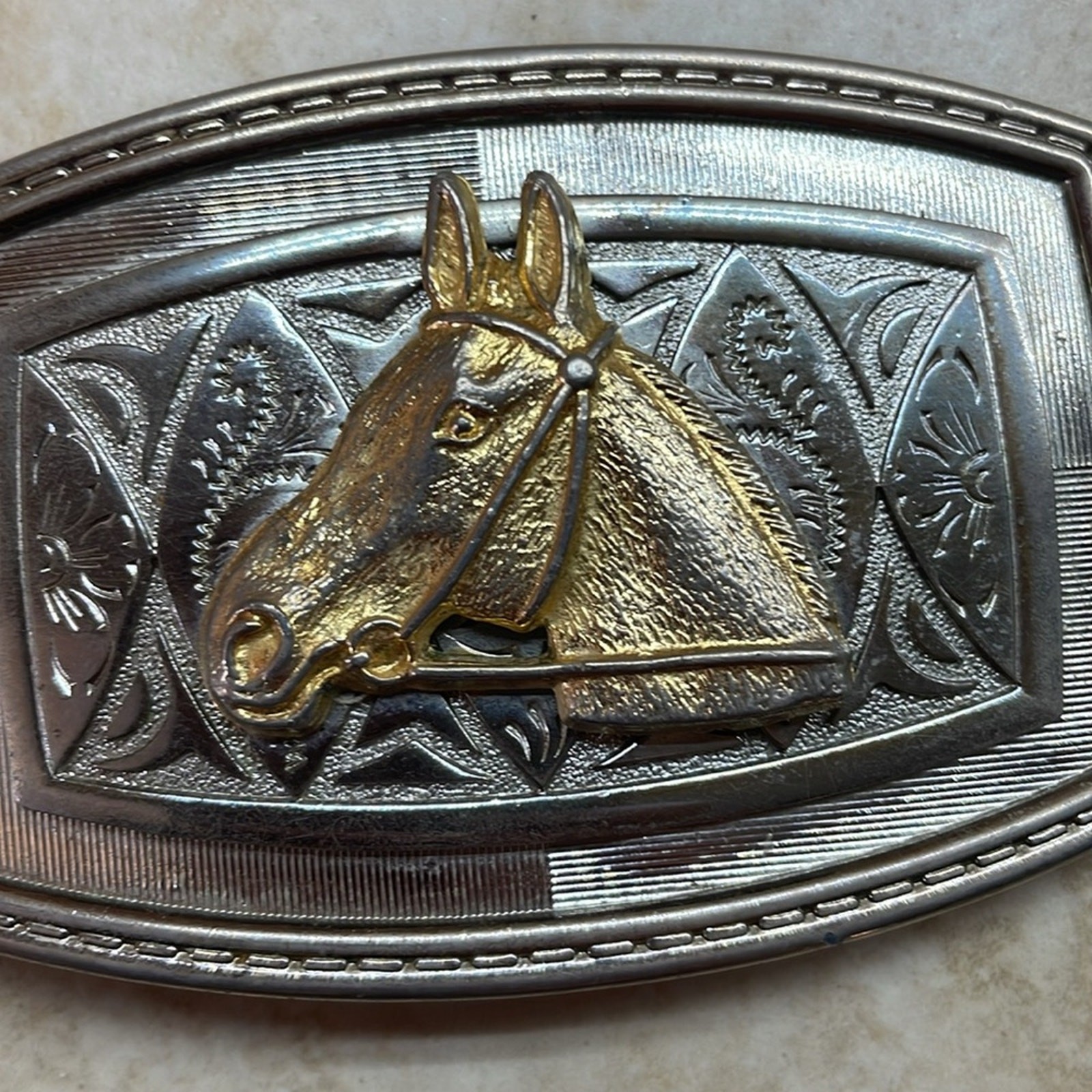 Belt Buckle Horse Head Cowboy Men&rsquo;s Women&rsquo;s Gold Silver Tone Texas Western
