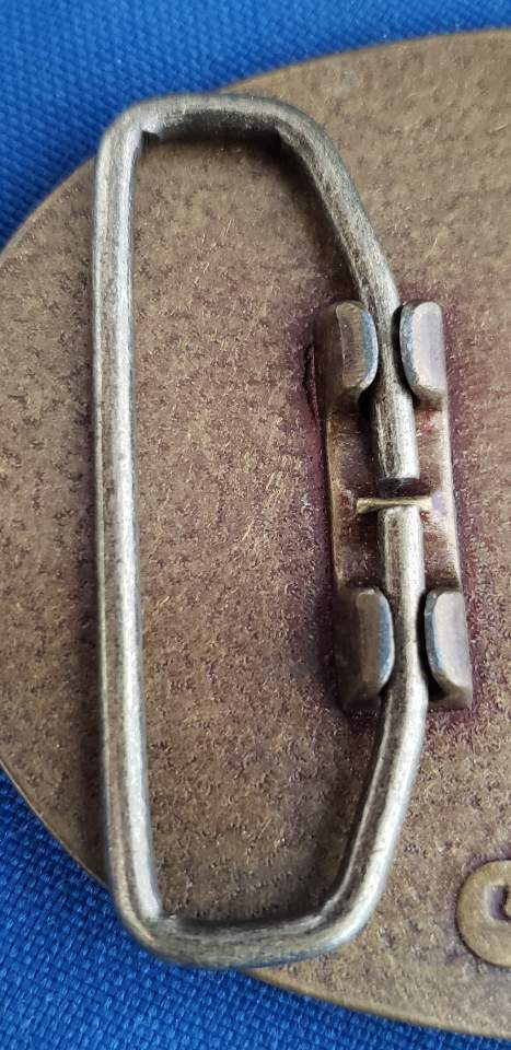 El Cid Boeing Buckle Totem Leather and Brass Belt 3.25×2.5&Prime; Vintage