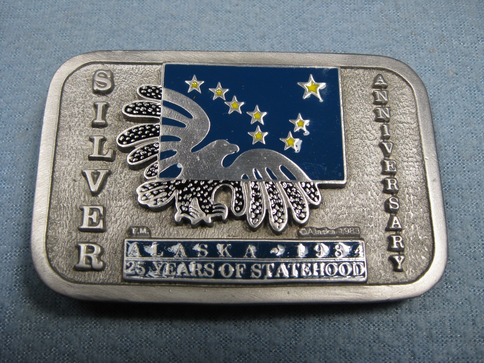Alaska Silver 25th Anniversary 1983 Pewter 1 3/4&Prime; Belt Buckle Limited Numbered
