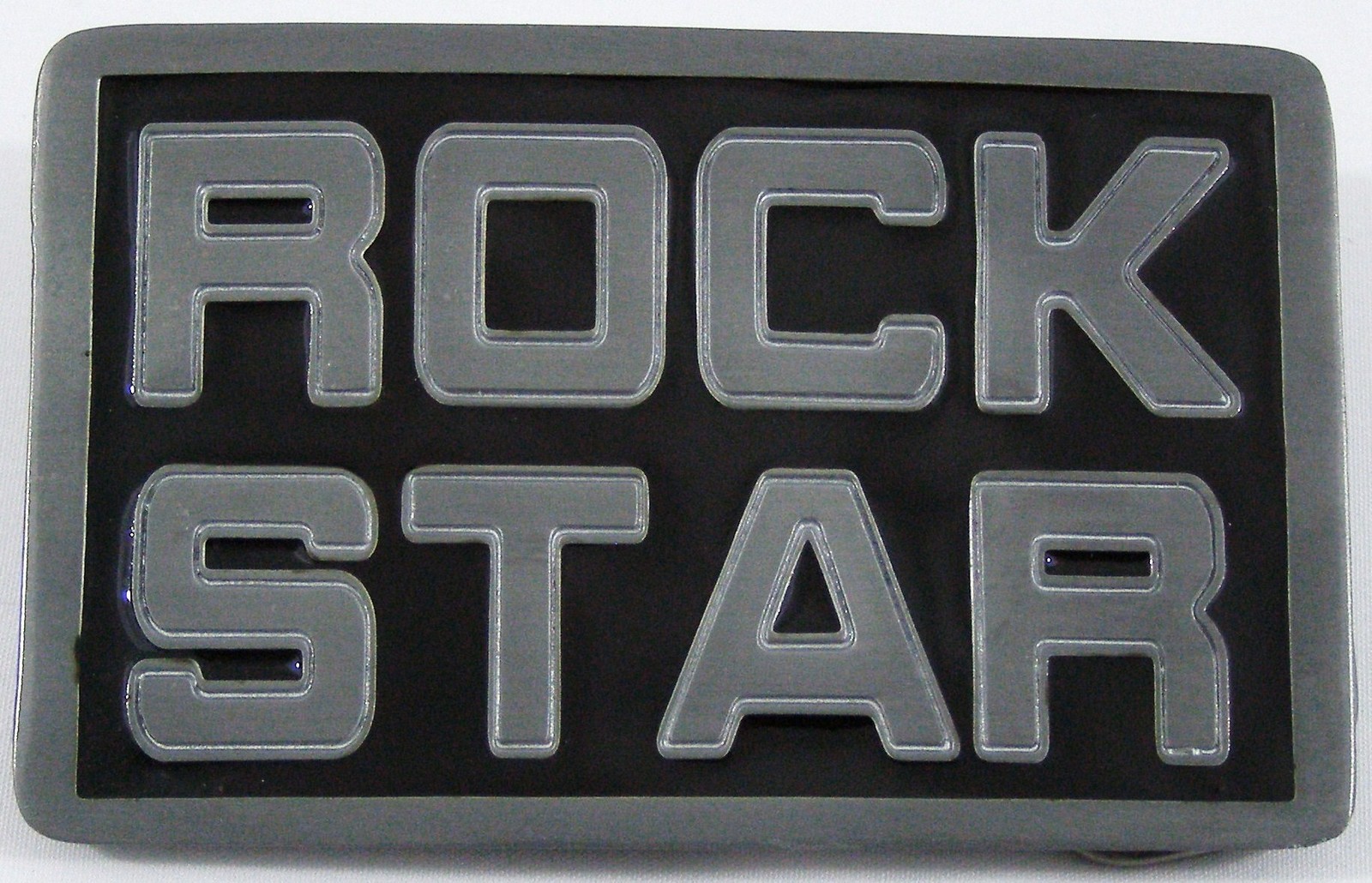 BELT BUCKLES Rock Star Antiqued Silver Gray Black Rectangle Music Superstar NWOT