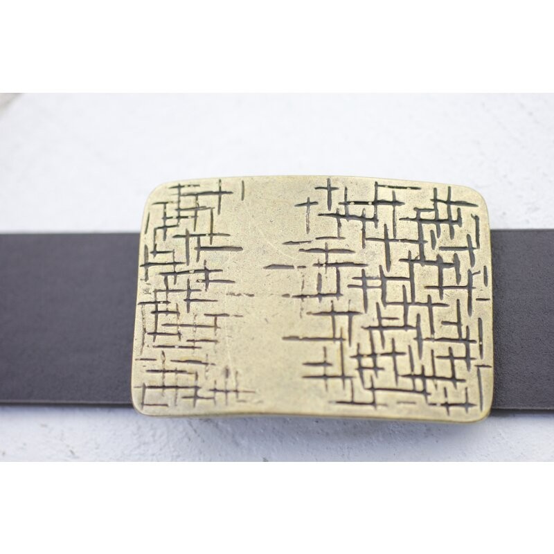 Designer Belt Buckle Rectangular – Textured Metal Finish