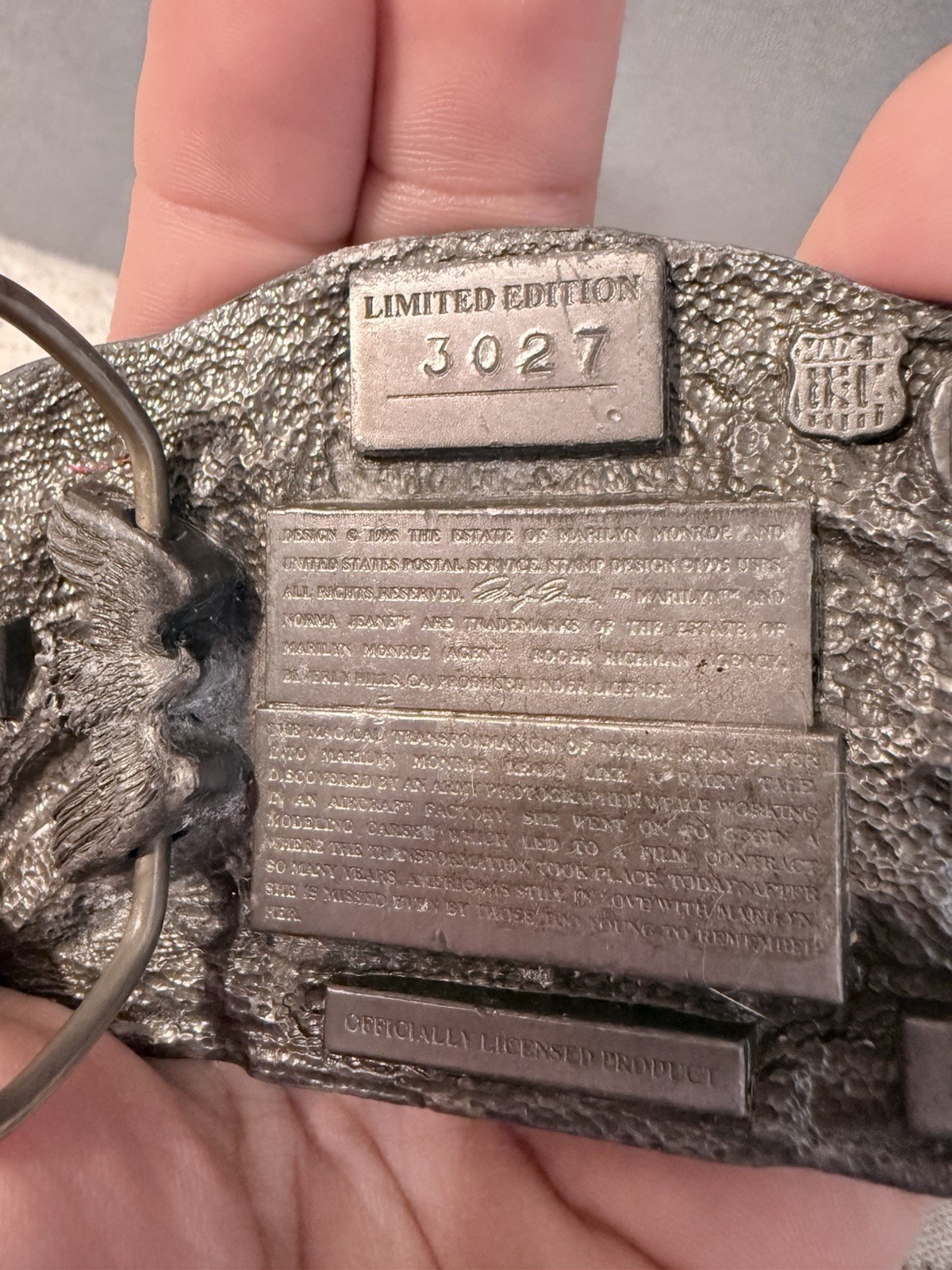 American Legends Foundry Marilyn Monroe Limited Edition Hollywood Silver Belt B…