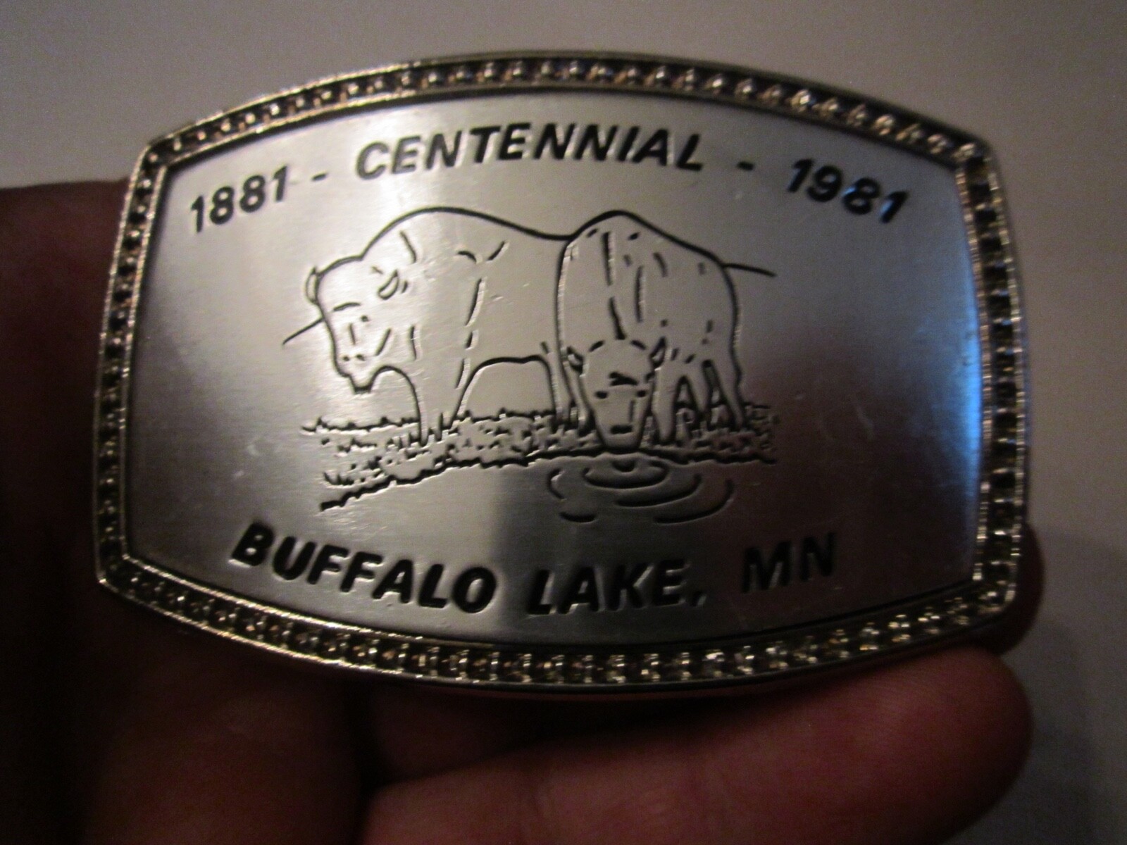 1981 BUFFALO LANE CENTENNIAL BELT BUCKLE – BUFFALO LAKE, MN – GW-16