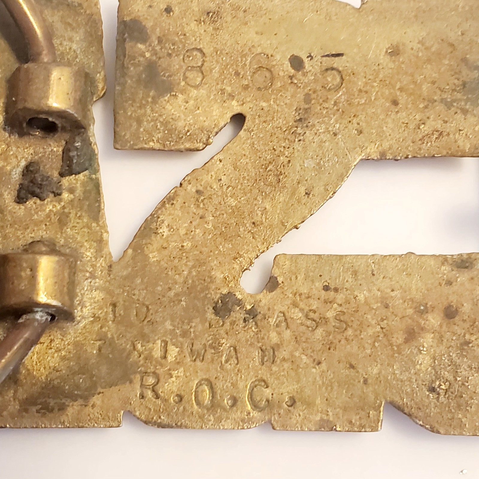 Vtg R.O.C. Solid Brass CSA Cut Out Letters Confederate Belt Buckle 865 Taiwan