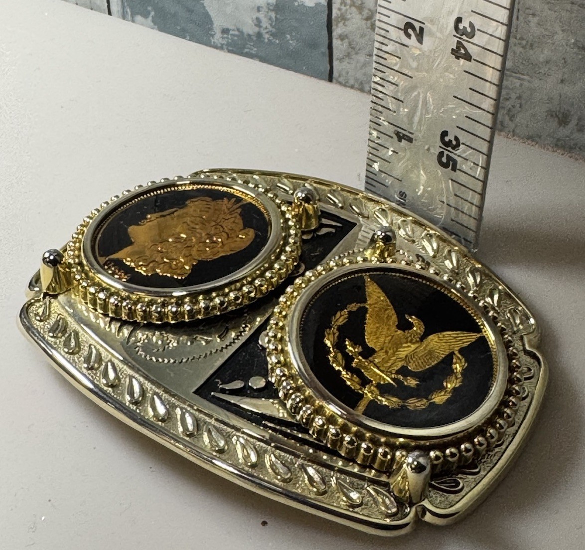24k GOLD PLATED VINTAGE BELT BUCKLE RARE