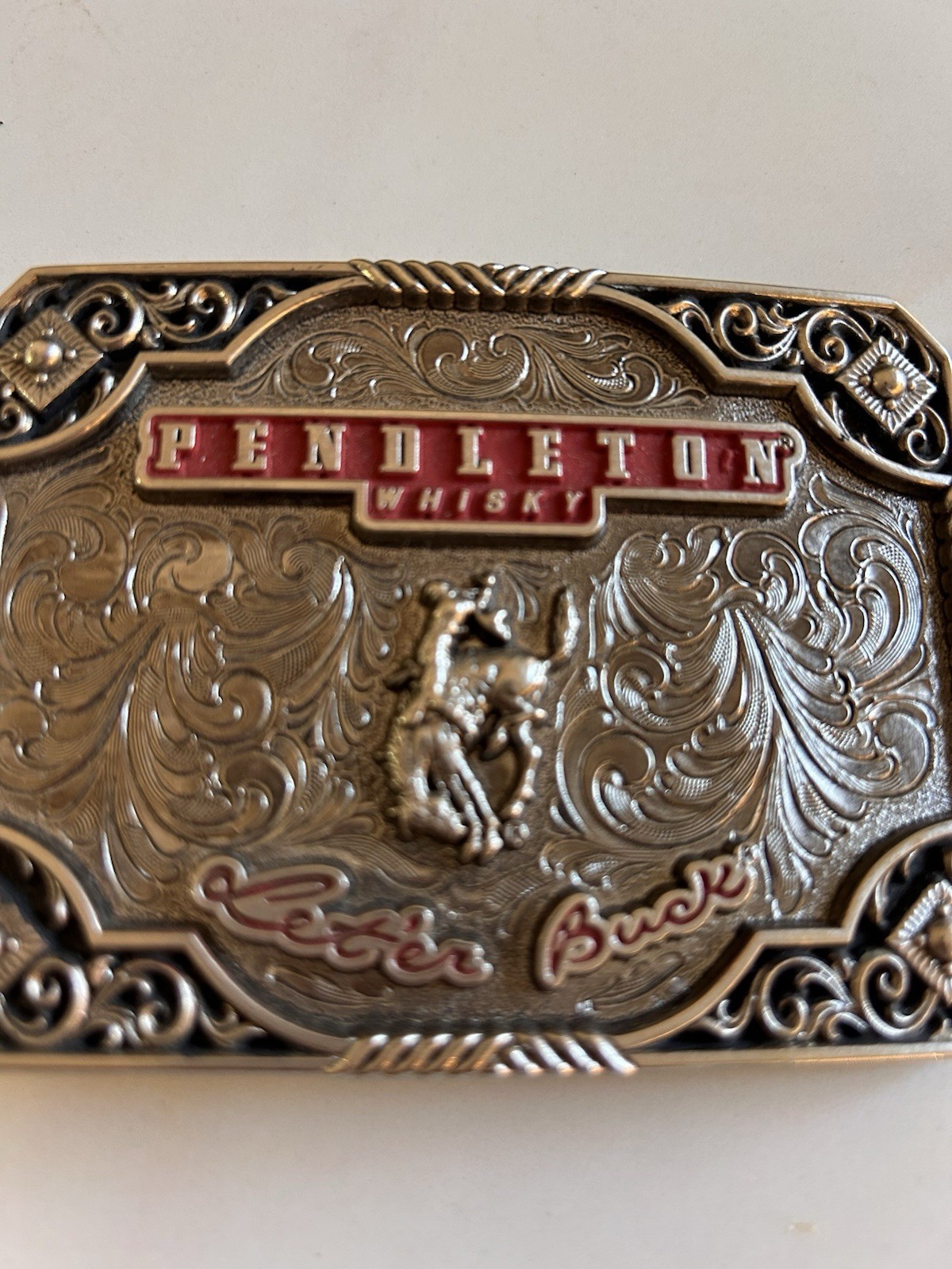 2019 Pendleton Whisky Silver Belt Buckle Let&rsquo;er Buck Montana Silversmiths – RARE